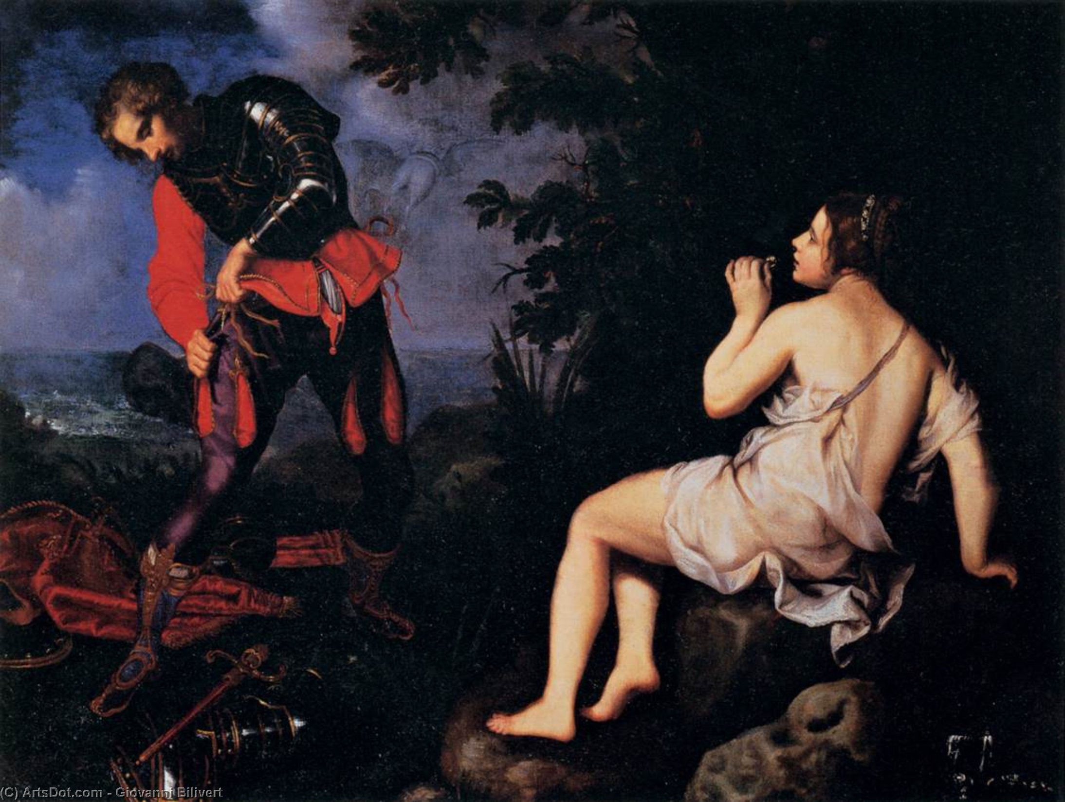 Wikioo.org - The Encyclopedia of Fine Arts - Painting, Artwork by Giovanni Bilivert - Angelica Hides from Ruggiero