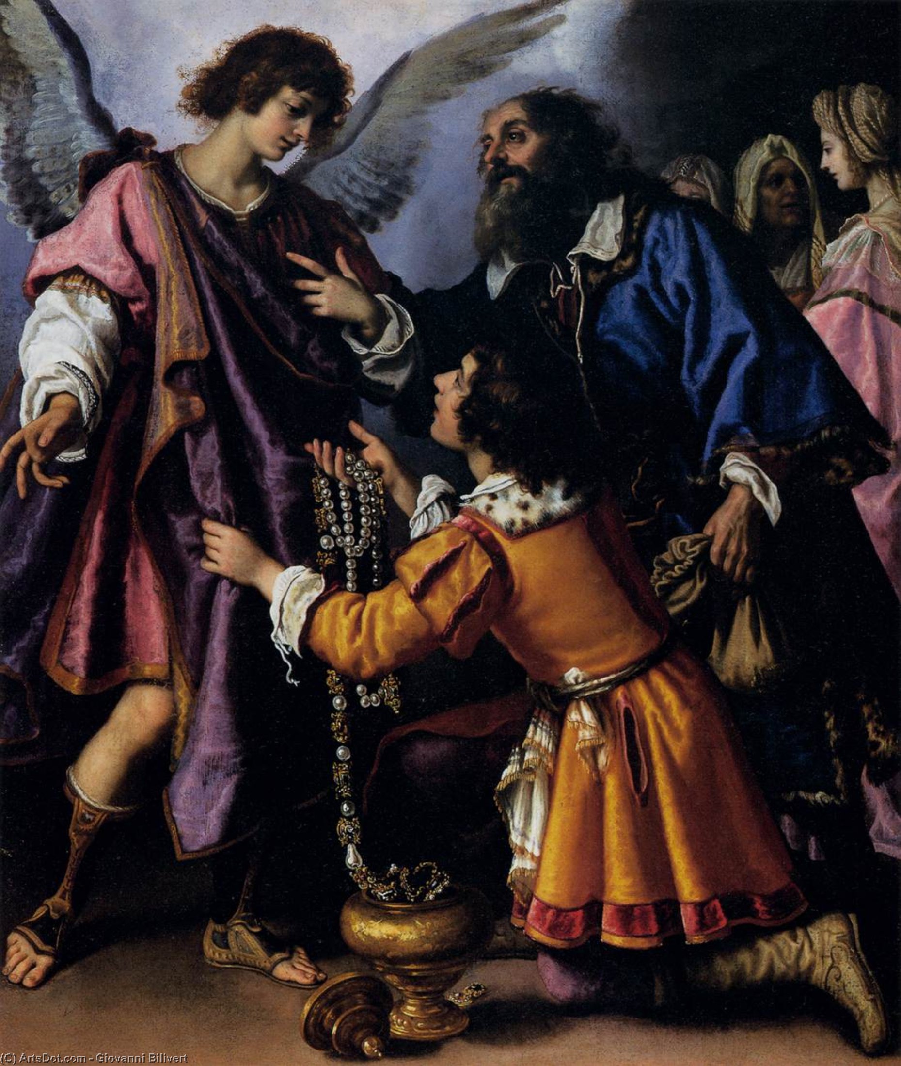 Wikioo.org - The Encyclopedia of Fine Arts - Painting, Artwork by Giovanni Bilivert - The Archangel Raphael Refusing Tobias's Gift