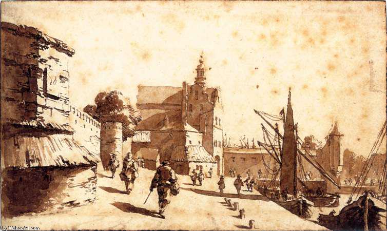 Wikioo.org - The Encyclopedia of Fine Arts - Painting, Artwork by Jan De Bisschop - The Schiedam Gate at Delft