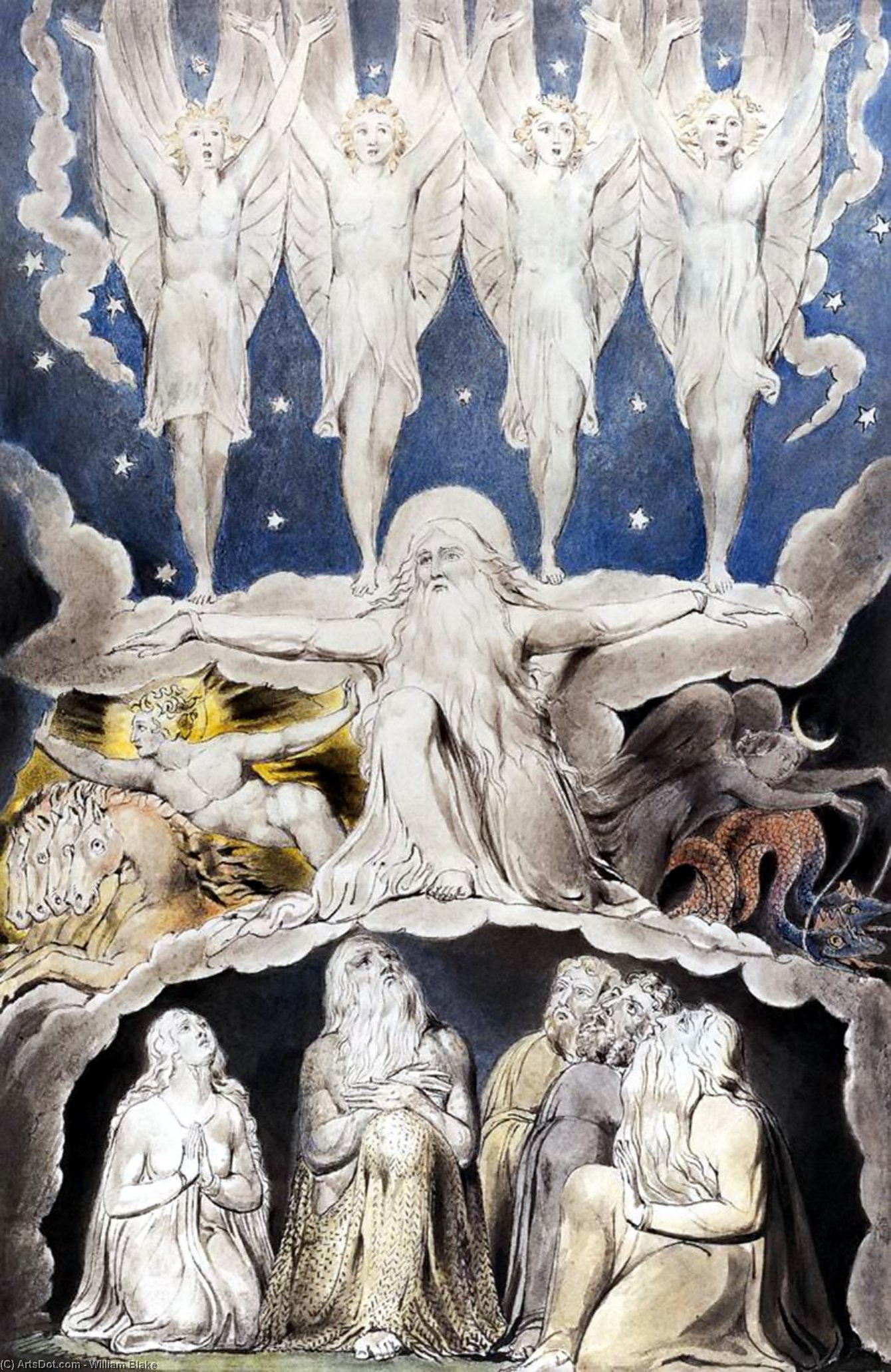 Wikioo.org - The Encyclopedia of Fine Arts - Painting, Artwork by William Blake - The Book of Job: When the Morning Stars Sang Together