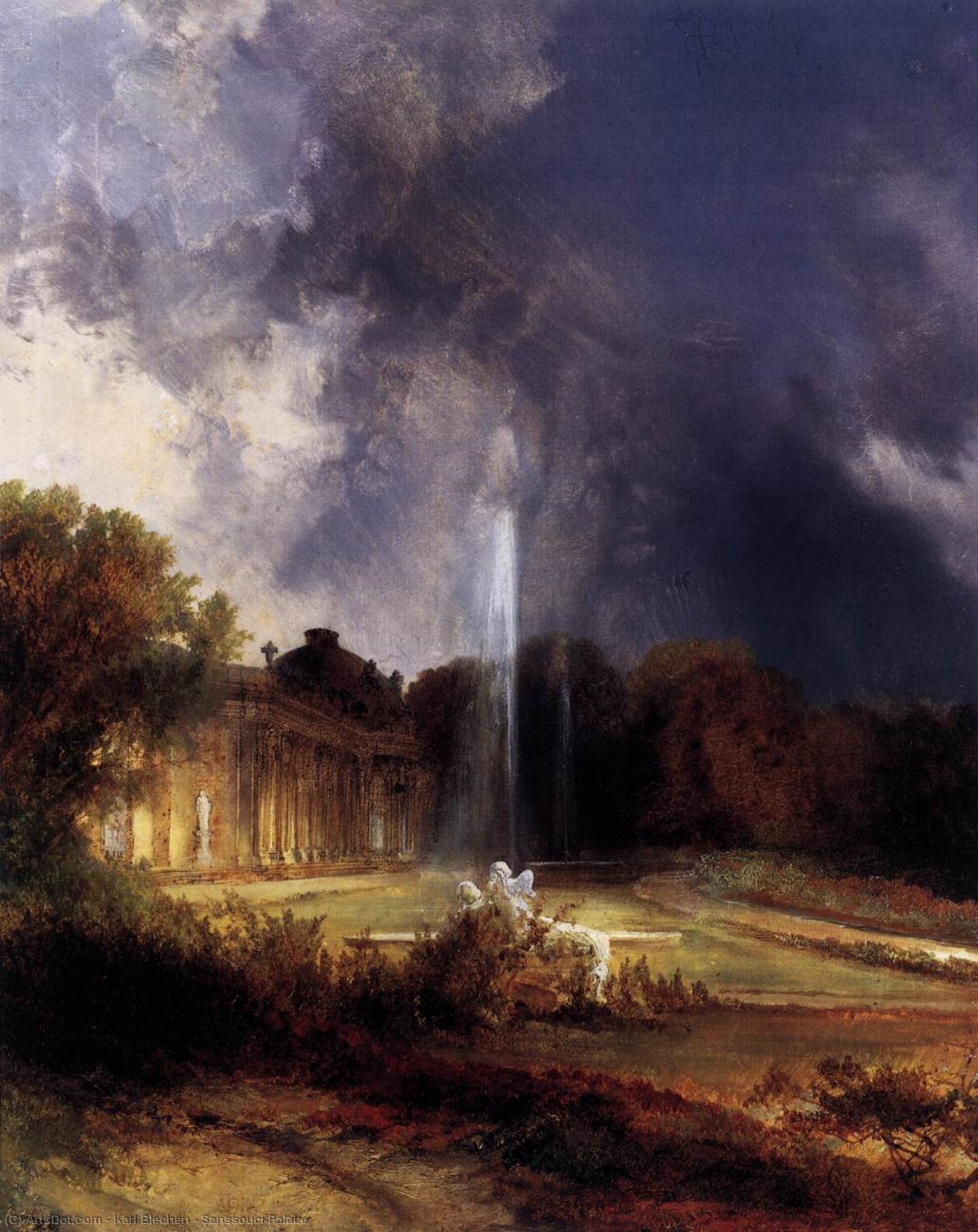 WikiOO.org - Encyclopedia of Fine Arts - Målning, konstverk Karl Blechen - Sanssouci Palace