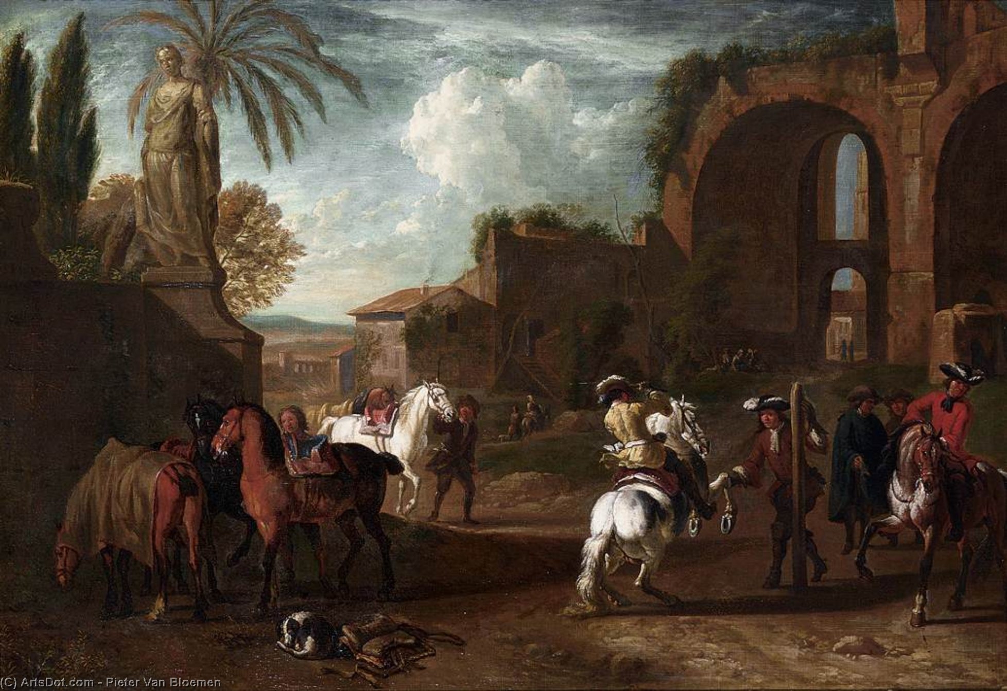 Wikioo.org - The Encyclopedia of Fine Arts - Painting, Artwork by Pieter Van Bloemen - A Riding-School