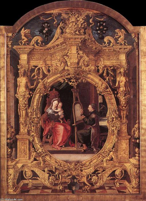 Wikioo.org - The Encyclopedia of Fine Arts - Painting, Artwork by Lanceloot Blondeel - St Luke Painting the Virgin's Portrait