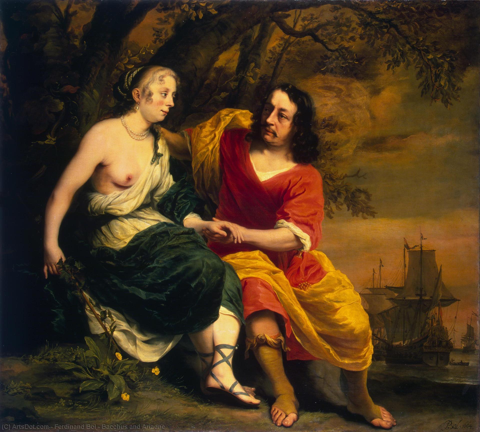 WikiOO.org - Encyclopedia of Fine Arts - Lukisan, Artwork Ferdinand Bol - Bacchus and Ariadne