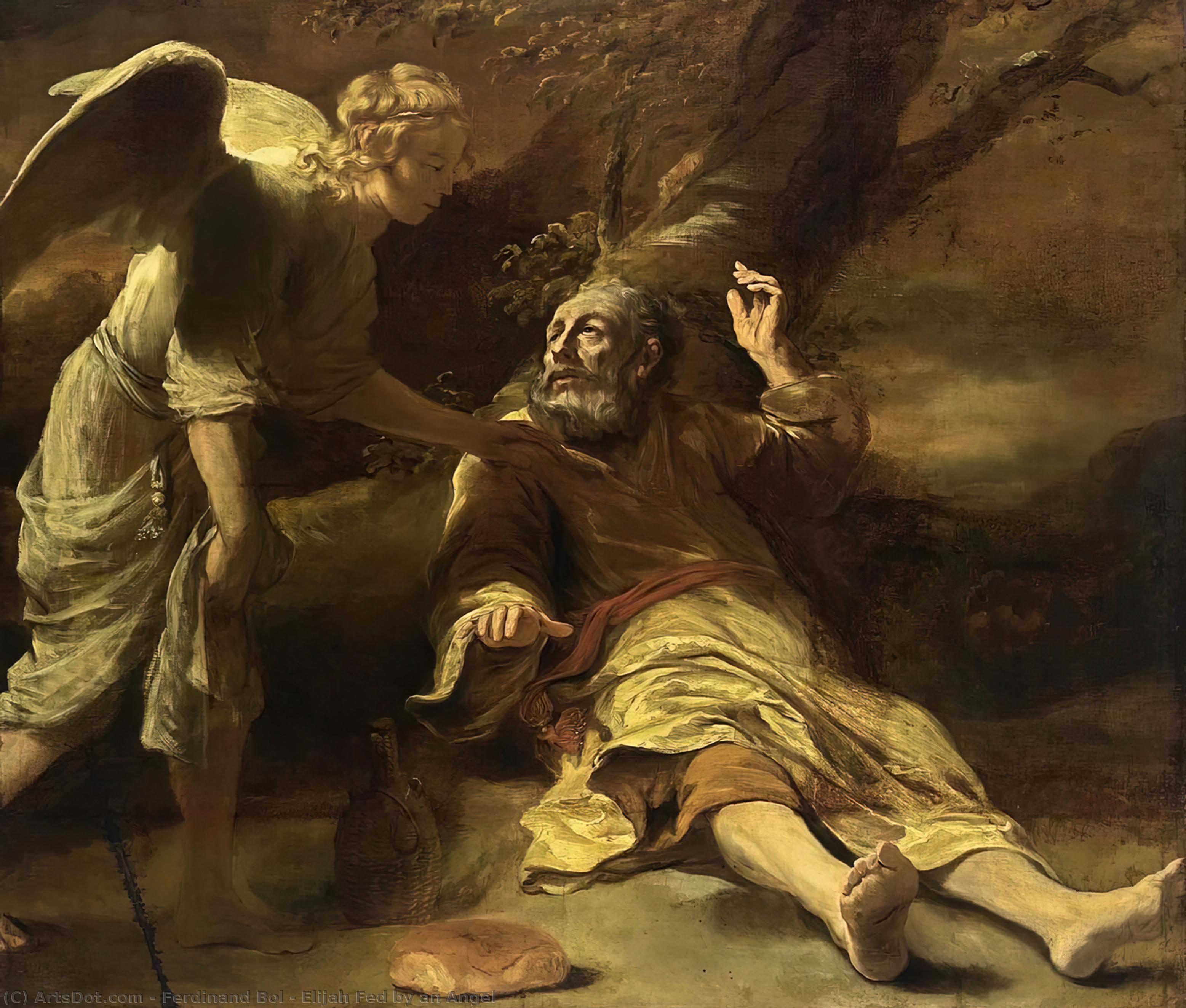 Wikioo.org - The Encyclopedia of Fine Arts - Painting, Artwork by Ferdinand Bol - Elijah Fed by an Angel