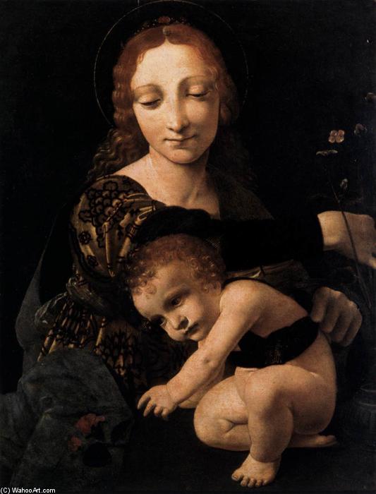 WikiOO.org – 美術百科全書 - 繪畫，作品 Giovanni Antonio Boltraffio -  圣母子  与 一个  花 花瓶