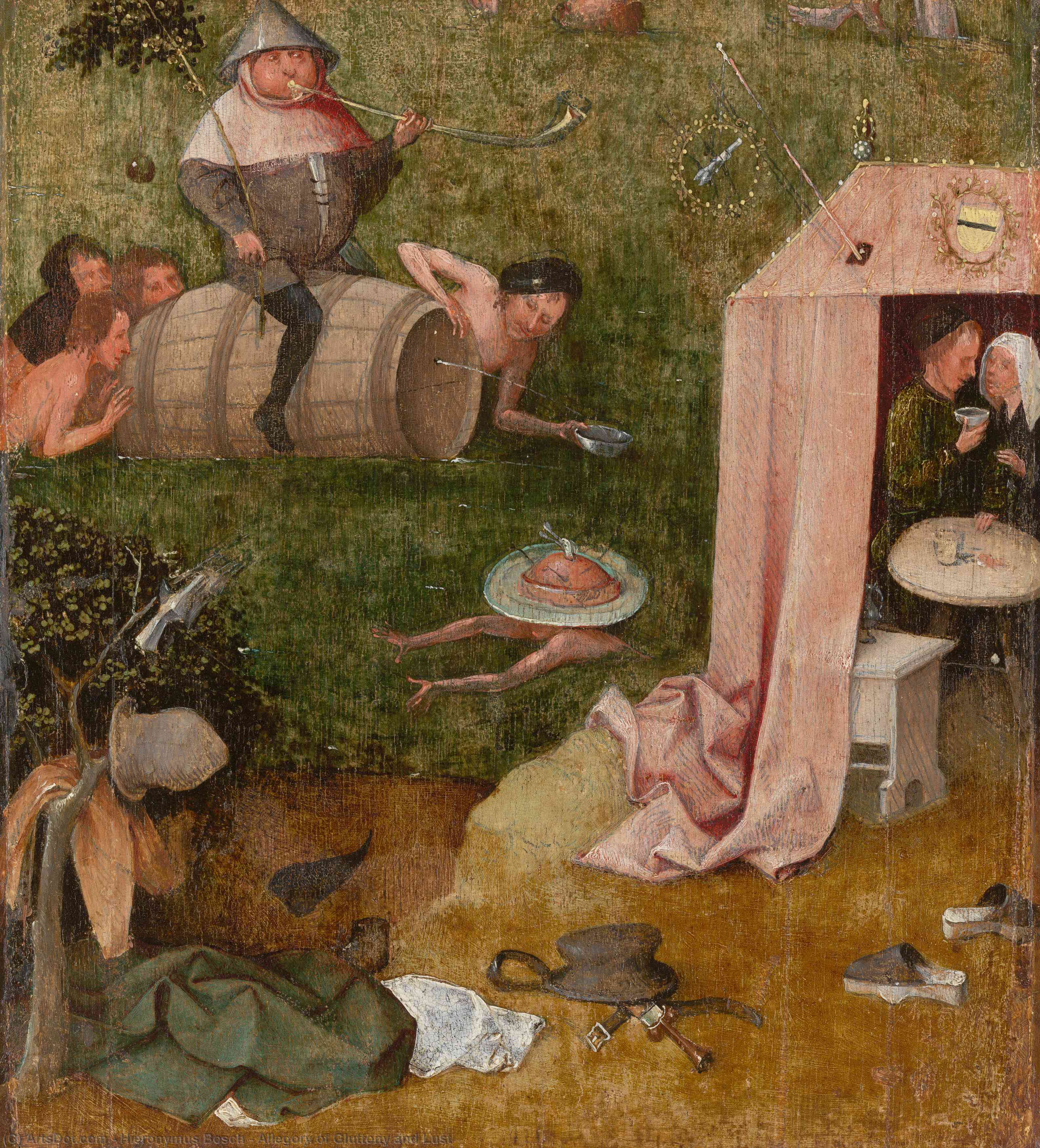 Wikoo.org - موسوعة الفنون الجميلة - اللوحة، العمل الفني Hieronymus Bosch - Allegory of Gluttony and Lust