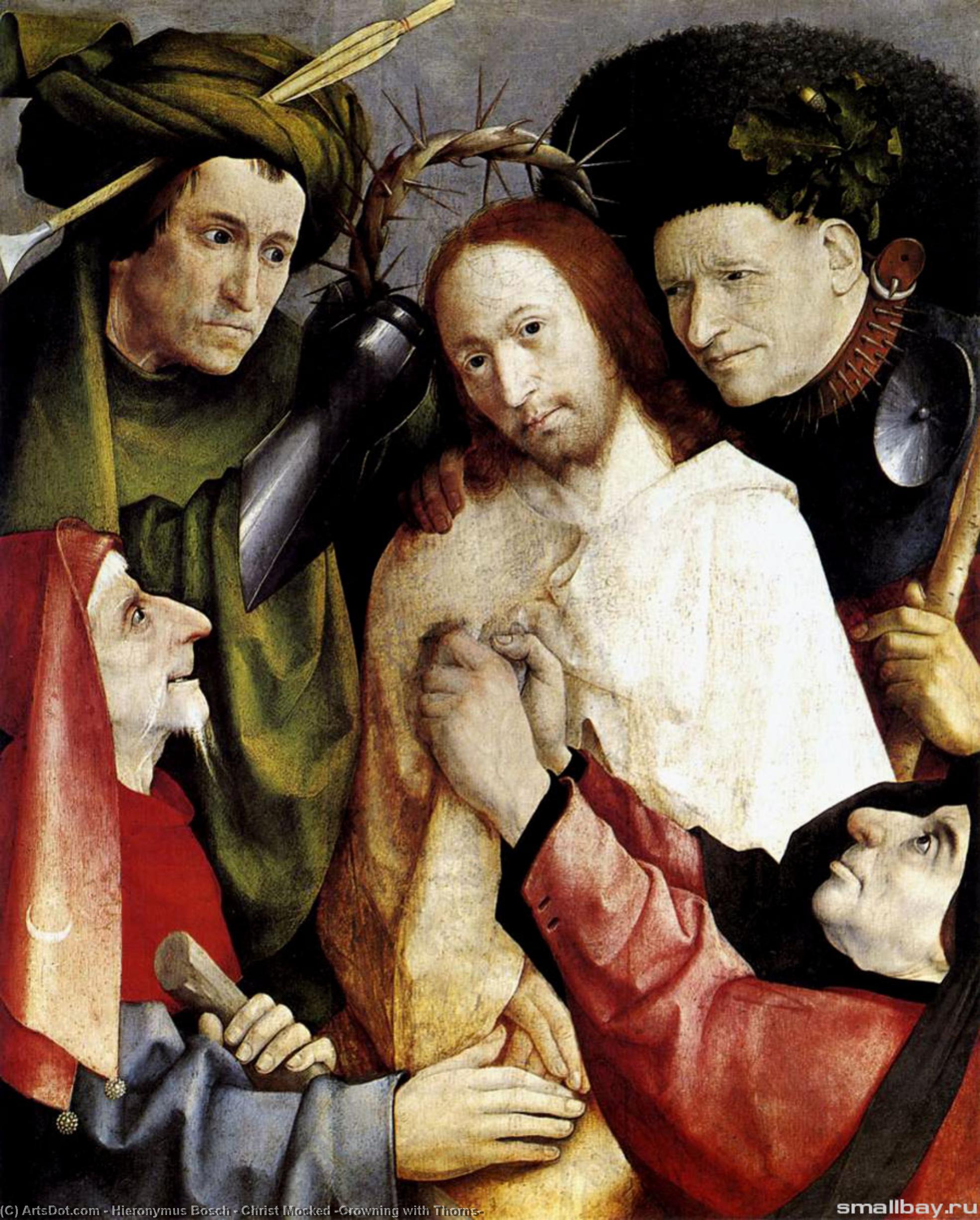 Wikioo.org – La Enciclopedia de las Bellas Artes - Pintura, Obras de arte de Hieronymus Bosch - Cristo imitó coronación  enestado  espinas