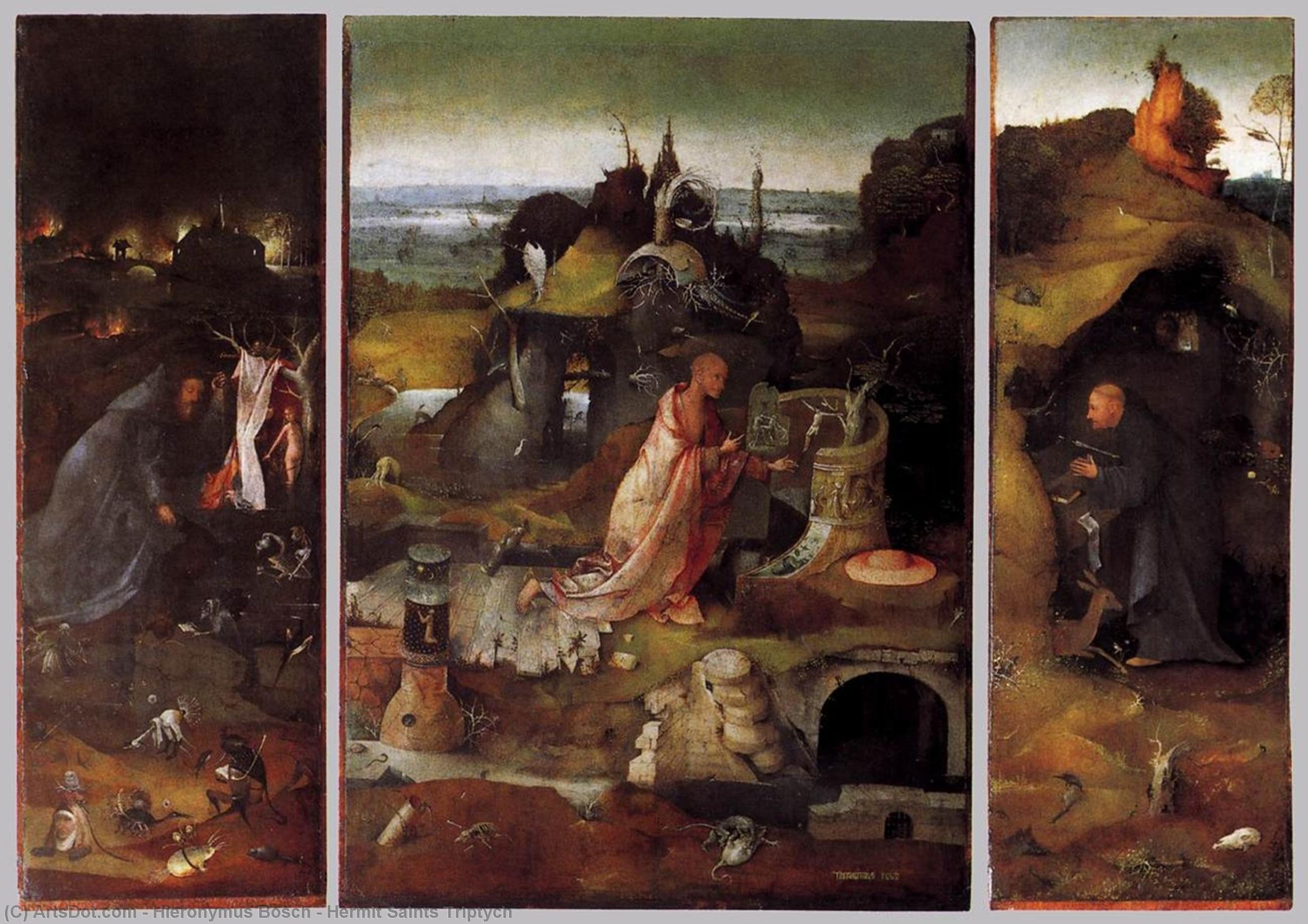 Wikioo.org - The Encyclopedia of Fine Arts - Painting, Artwork by Hieronymus Bosch - Hermit Saints Triptych