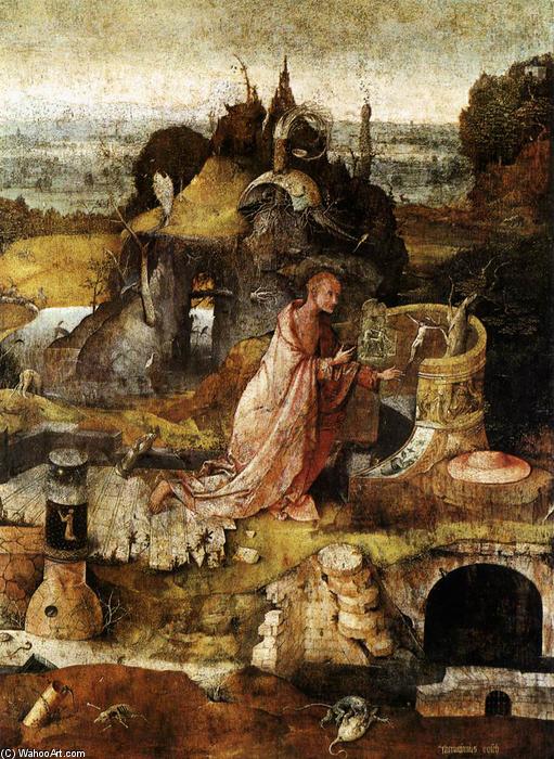 Wikioo.org – La Enciclopedia de las Bellas Artes - Pintura, Obras de arte de Hieronymus Bosch - ermitaño los santos  tríptico  calefaccióncentral  el panel