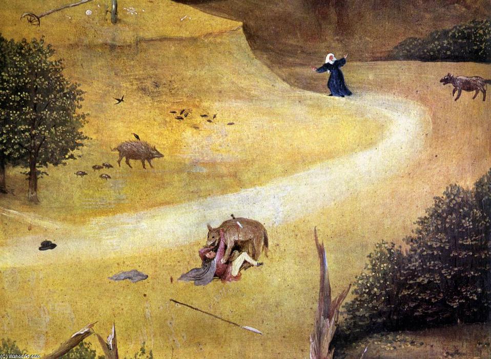 Wikioo.org – L'Enciclopedia delle Belle Arti - Pittura, Opere di Hieronymus Bosch - Cattedrale di St Agnese  con  Antartico  donatore  a destra  ala  particolare