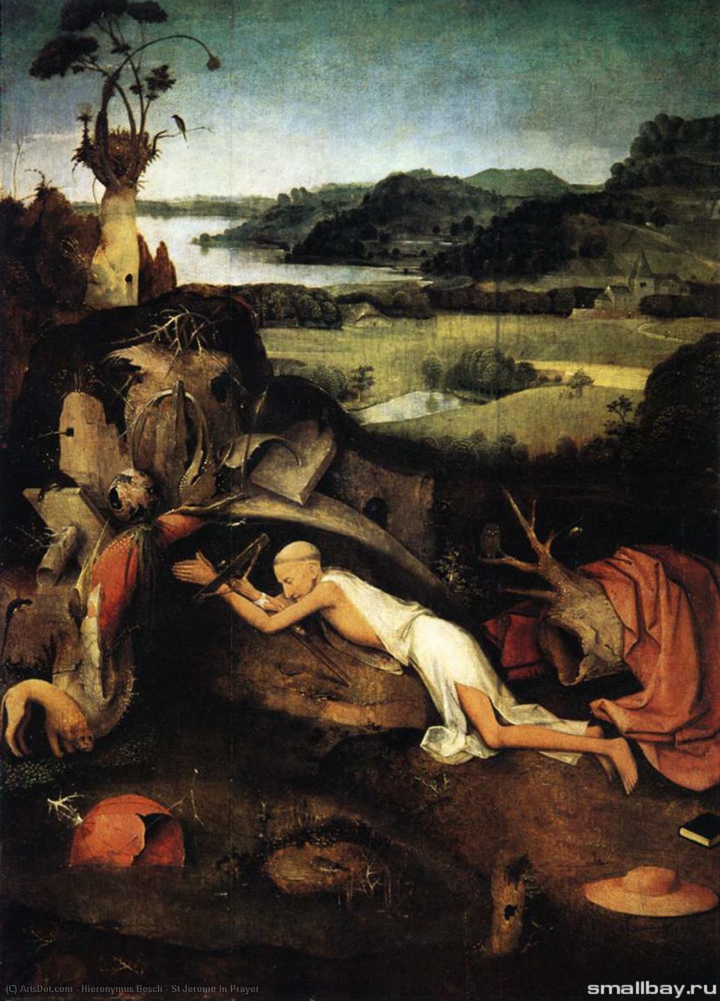 Wikioo.org – La Enciclopedia de las Bellas Artes - Pintura, Obras de arte de Hieronymus Bosch - San Jerónimo cómo  la oración