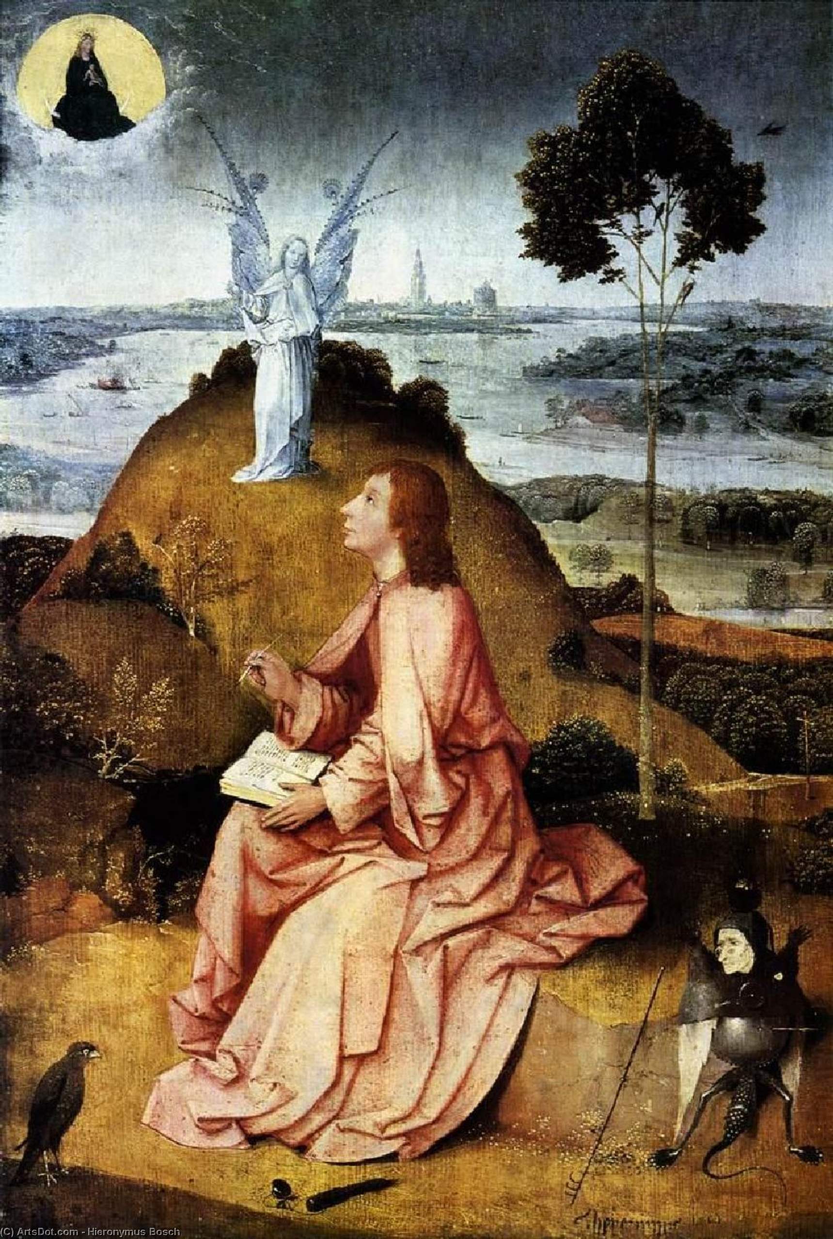 Wikioo.org - The Encyclopedia of Fine Arts - Painting, Artwork by Hieronymus Bosch - St John the Evangelist on Patmos