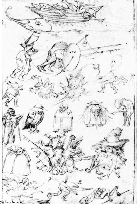 WikiOO.org - Enciclopedia of Fine Arts - Pictura, lucrări de artă Hieronymus Bosch - Studies of Monsters (10)