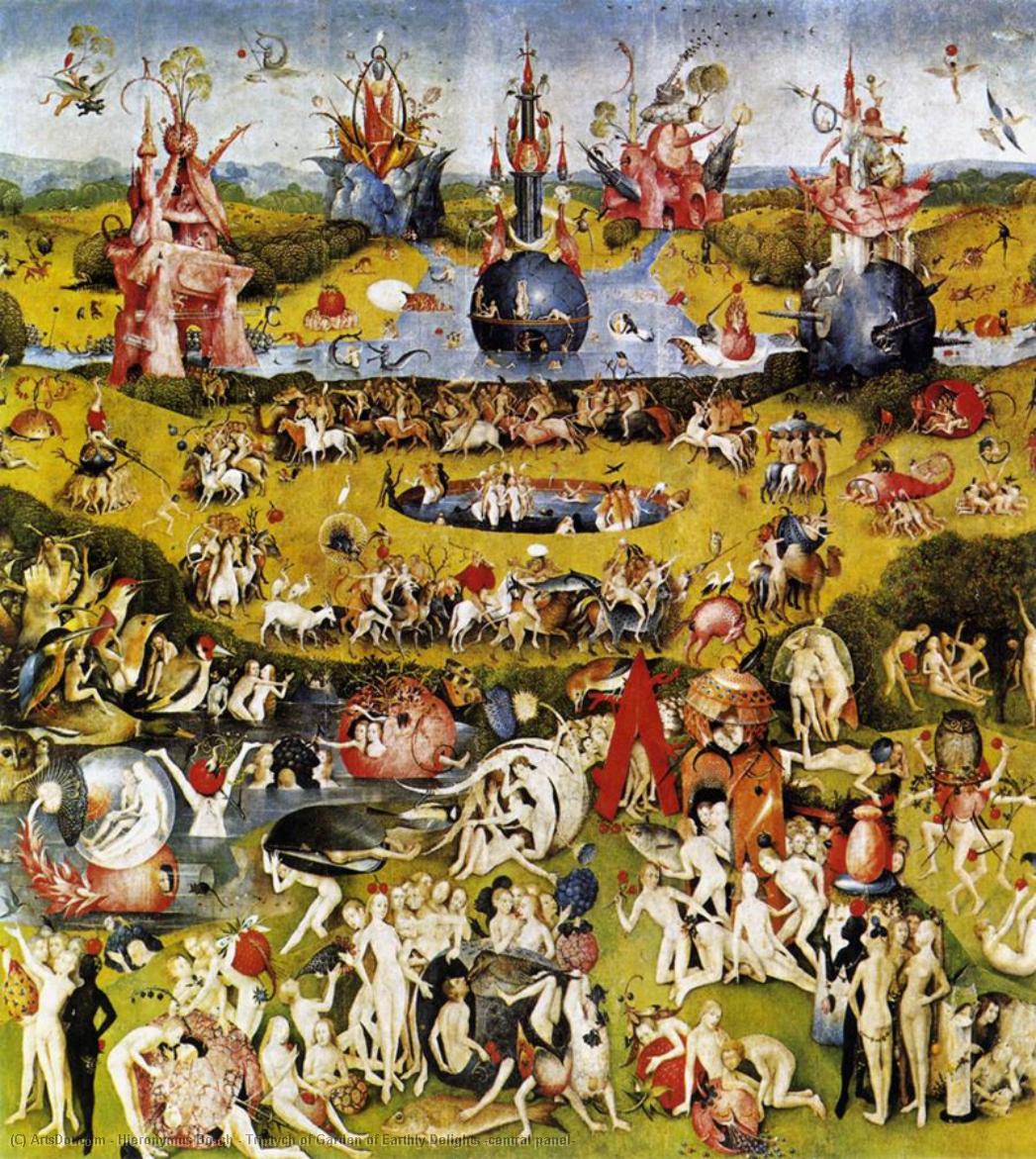 Wikioo.org – L'Enciclopedia delle Belle Arti - Pittura, Opere di Hieronymus Bosch - trittico di giardino  di  Terrestre  Delizie  CENTRALE  pannello di