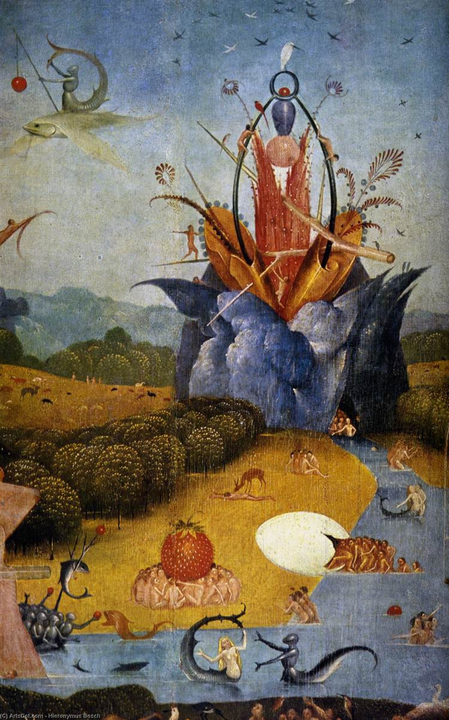 Wikioo.org – L'Enciclopedia delle Belle Arti - Pittura, Opere di Hieronymus Bosch - trittico di giardino  di  Terrestre  Delizie  particolare  23