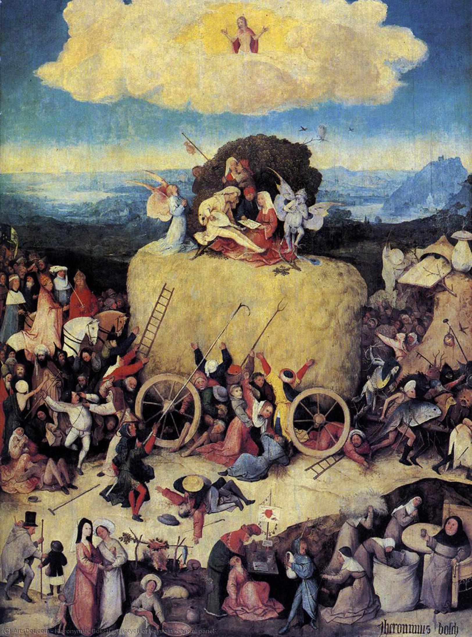 Wikioo.org - The Encyclopedia of Fine Arts - Painting, Artwork by Hieronymus Bosch - Triptych of Haywain (central panel)