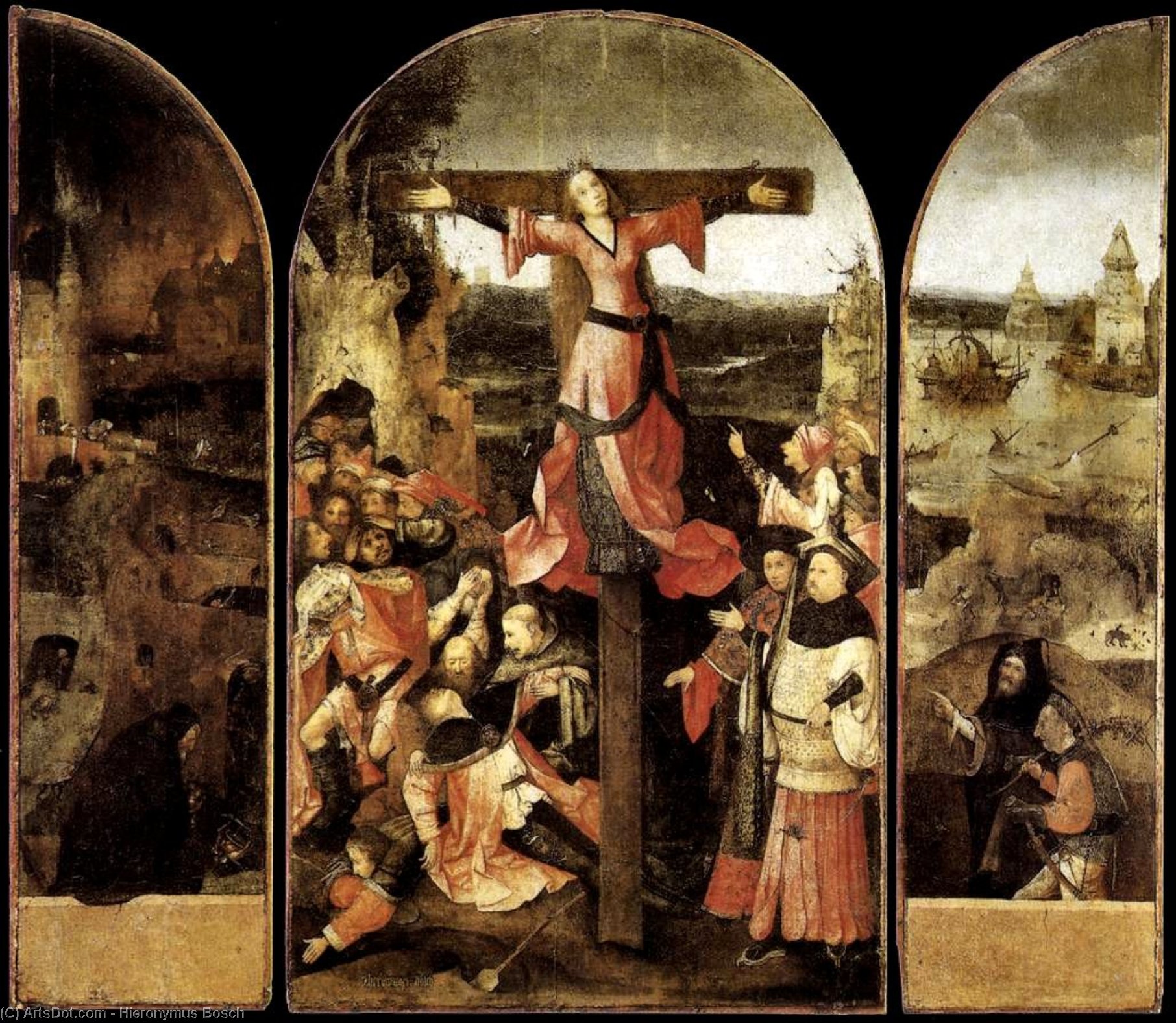 Wikioo.org – La Enciclopedia de las Bellas Artes - Pintura, Obras de arte de Hieronymus Bosch - Tríptico el martirio de san Liberata