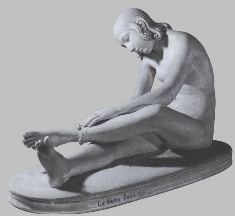 WikiOO.org – 美術百科全書 - 繪畫，作品 François Joseph Bosio - 年轻的印度女子结束语壳牌，流苏带圆她的腿