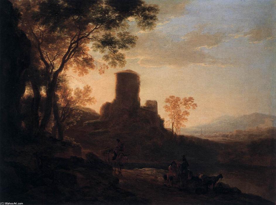 Wikioo.org - The Encyclopedia of Fine Arts - Painting, Artwork by Jan Both - Italian Landscape with Ruined Tower