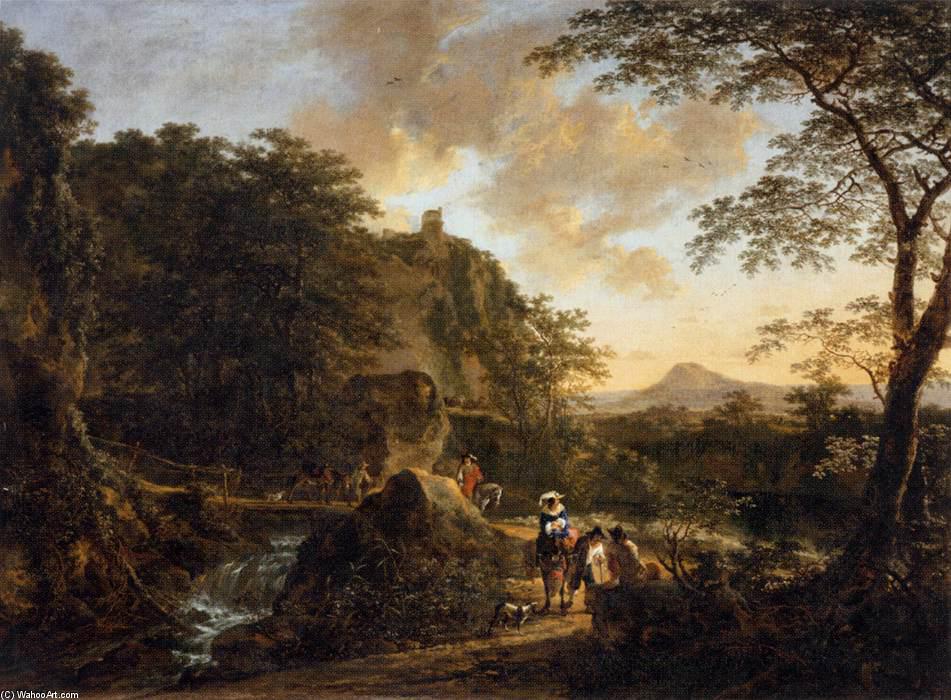 Wikioo.org - The Encyclopedia of Fine Arts - Painting, Artwork by Jan Both - Landscape with a Peasant Woman on a Mule
