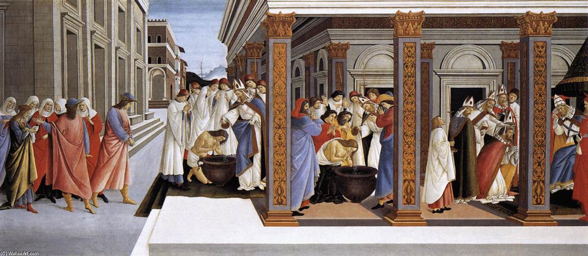 Wikioo.org - The Encyclopedia of Fine Arts - Painting, Artwork by Sandro Botticelli - Baptism of St Zenobius and His Appointment as Bishop