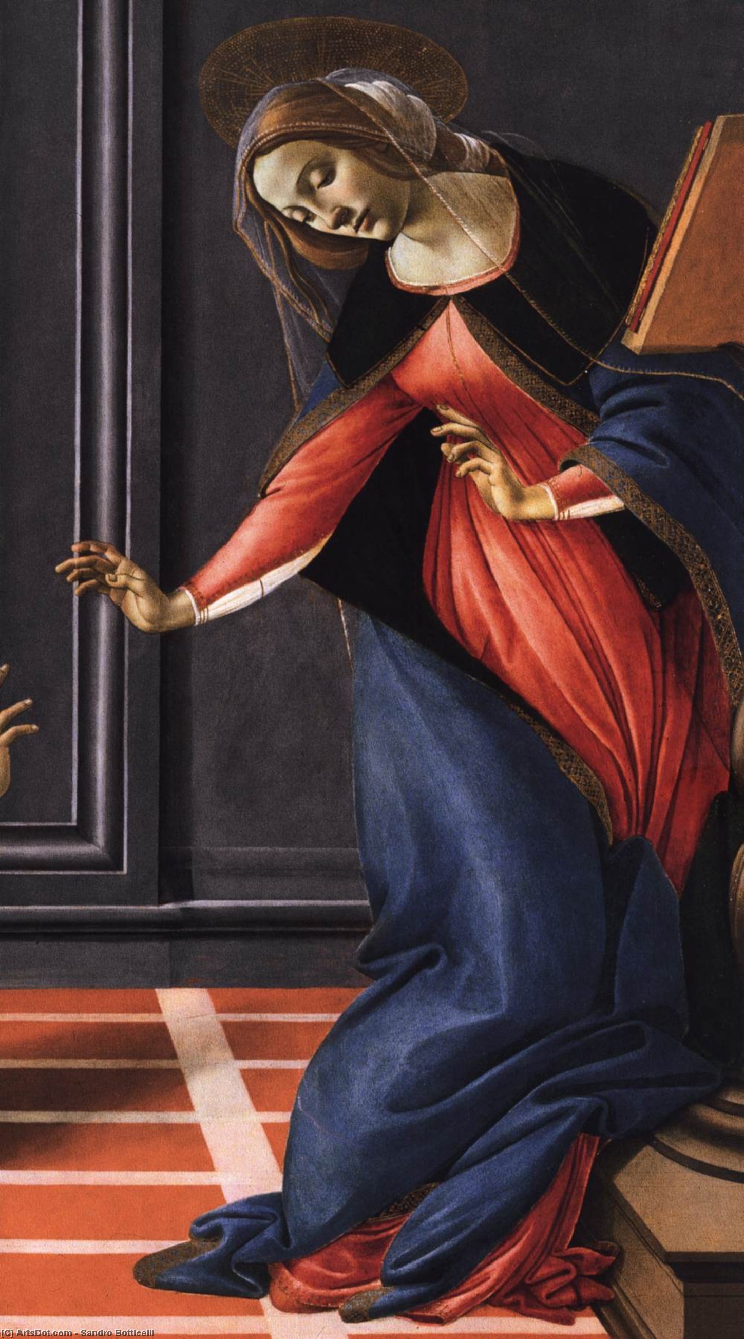 Wikioo.org – L'Enciclopedia delle Belle Arti - Pittura, Opere di Sandro Botticelli - Cestello Annunciazione ( particolare )