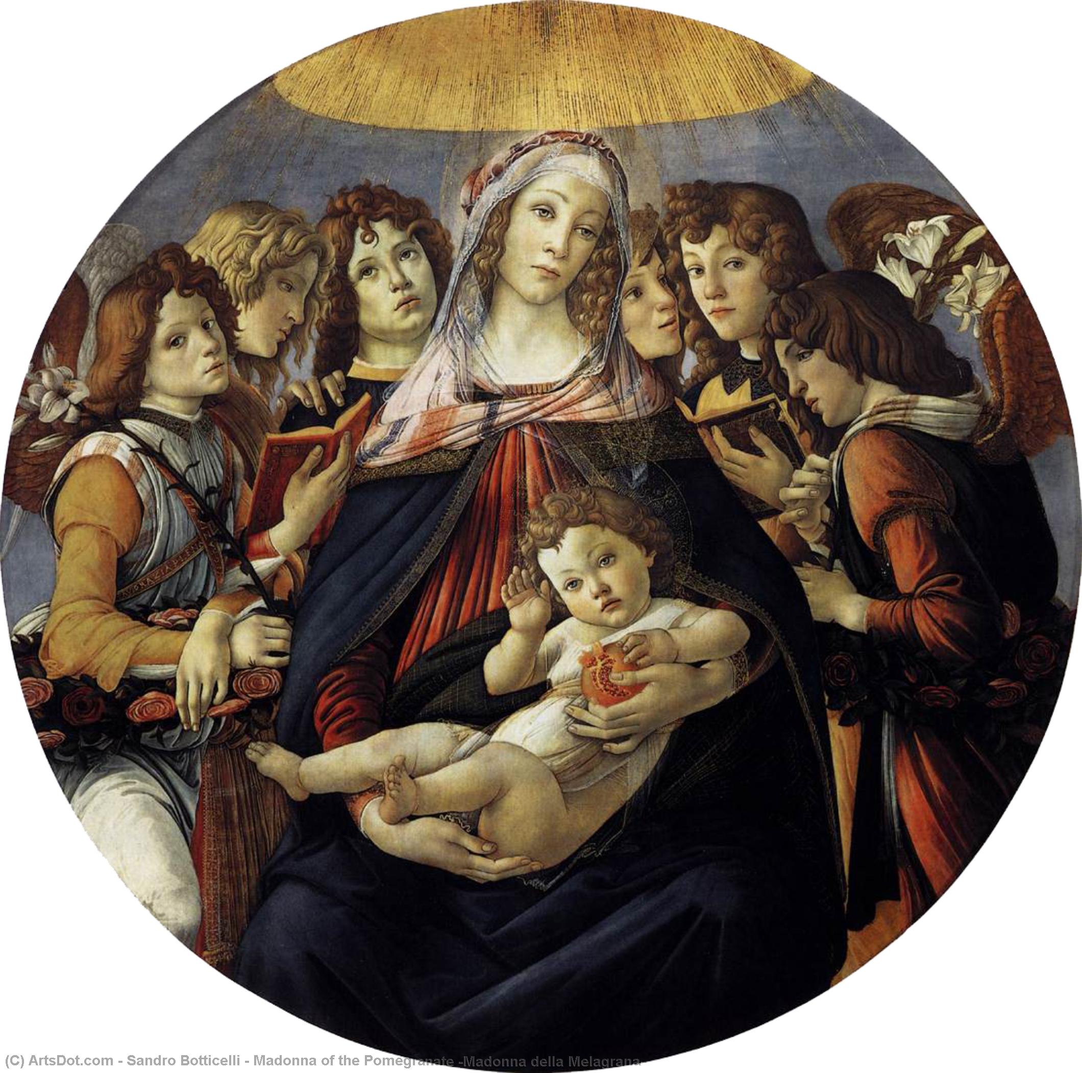 WikiOO.org - Encyclopedia of Fine Arts - Lukisan, Artwork Sandro Botticelli - Madonna of the Pomegranate (Madonna della Melagrana)