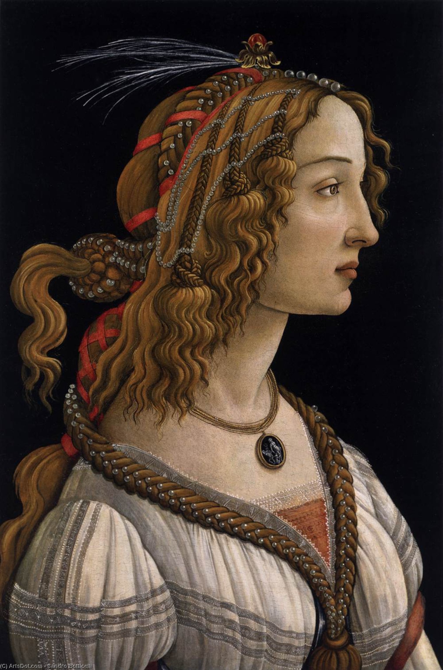 Wikioo.org – L'Encyclopédie des Beaux Arts - Peinture, Oeuvre de Sandro Botticelli - portrait d'un jeune femme