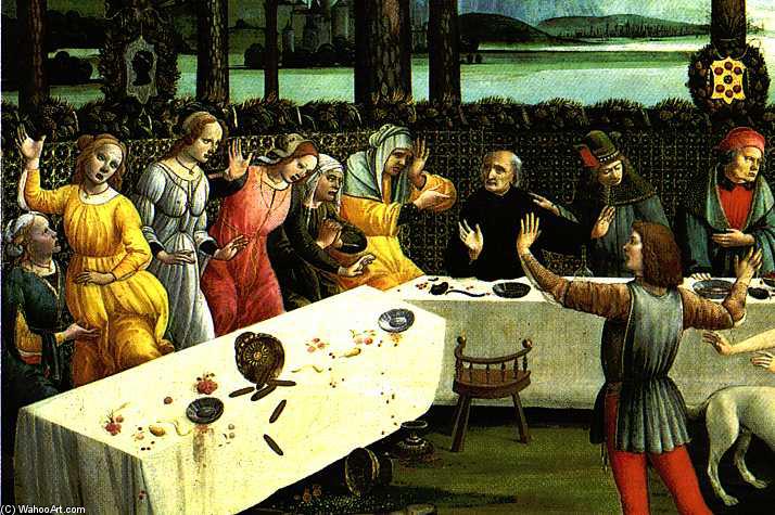 Wikioo.org - The Encyclopedia of Fine Arts - Painting, Artwork by Sandro Botticelli - The Story of Nastagio degli Onesti (detail of the third episode)