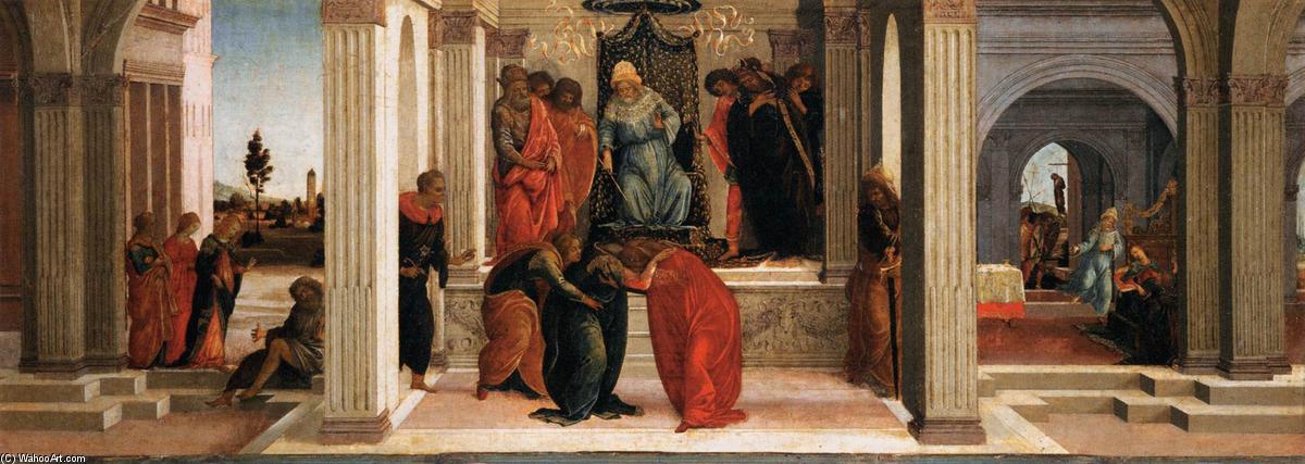 Wikioo.org – L'Enciclopedia delle Belle Arti - Pittura, Opere di Sandro Botticelli - Tre Scene da Storia di Esther