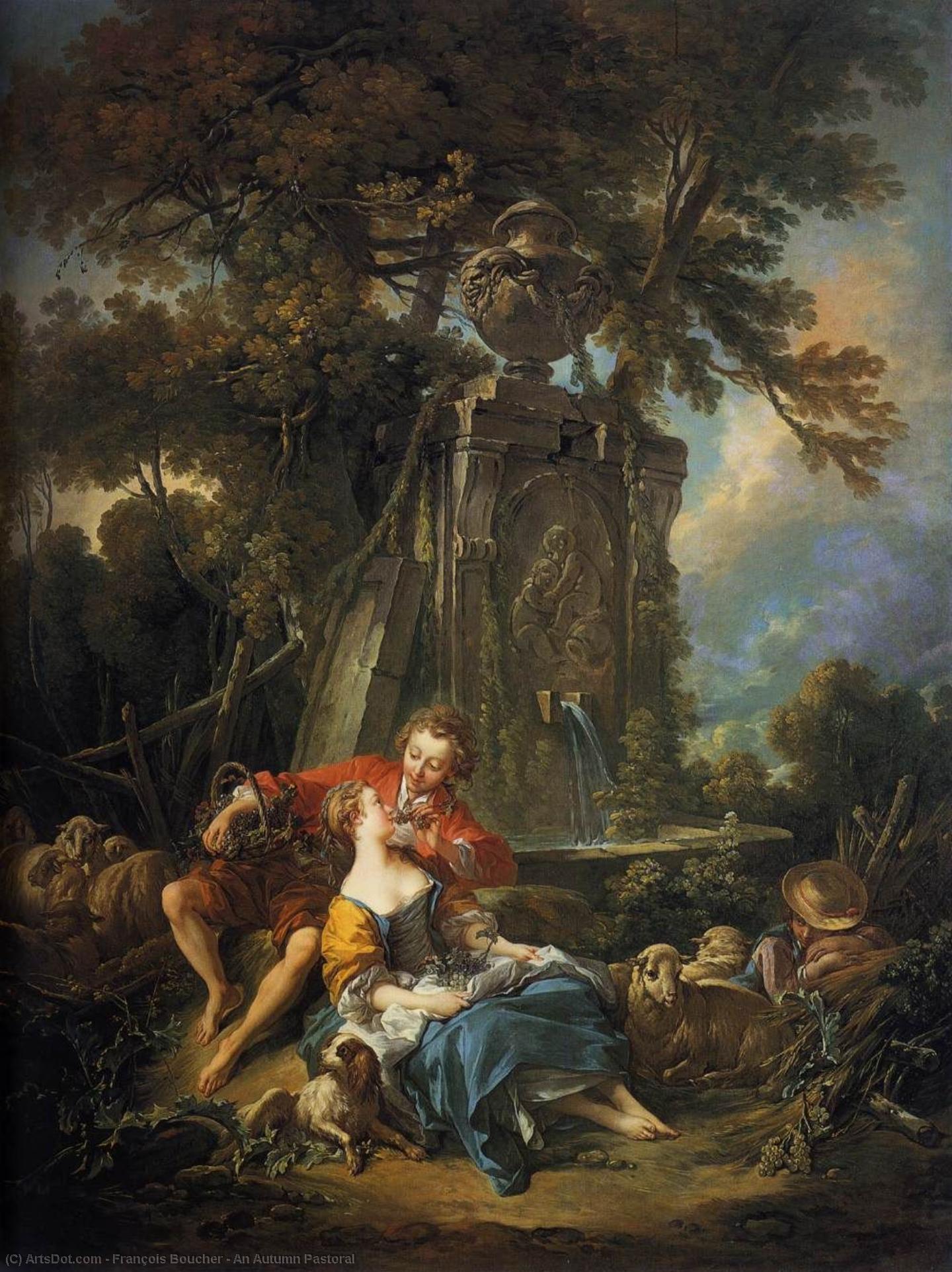 Wikioo.org - The Encyclopedia of Fine Arts - Painting, Artwork by François Boucher - An Autumn Pastoral