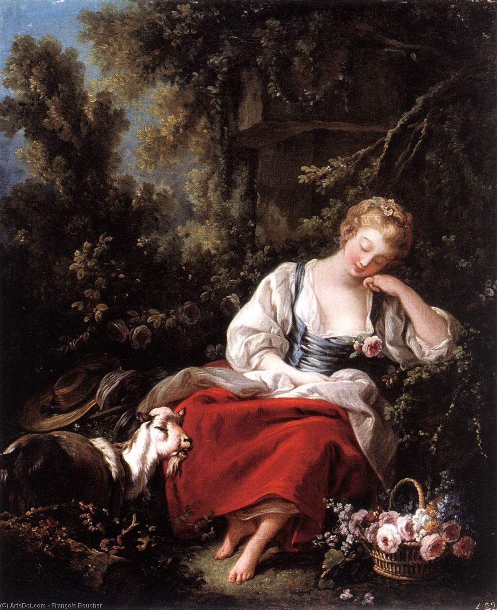Wikioo.org - The Encyclopedia of Fine Arts - Painting, Artwork by François Boucher - Dreaming Shepherdess