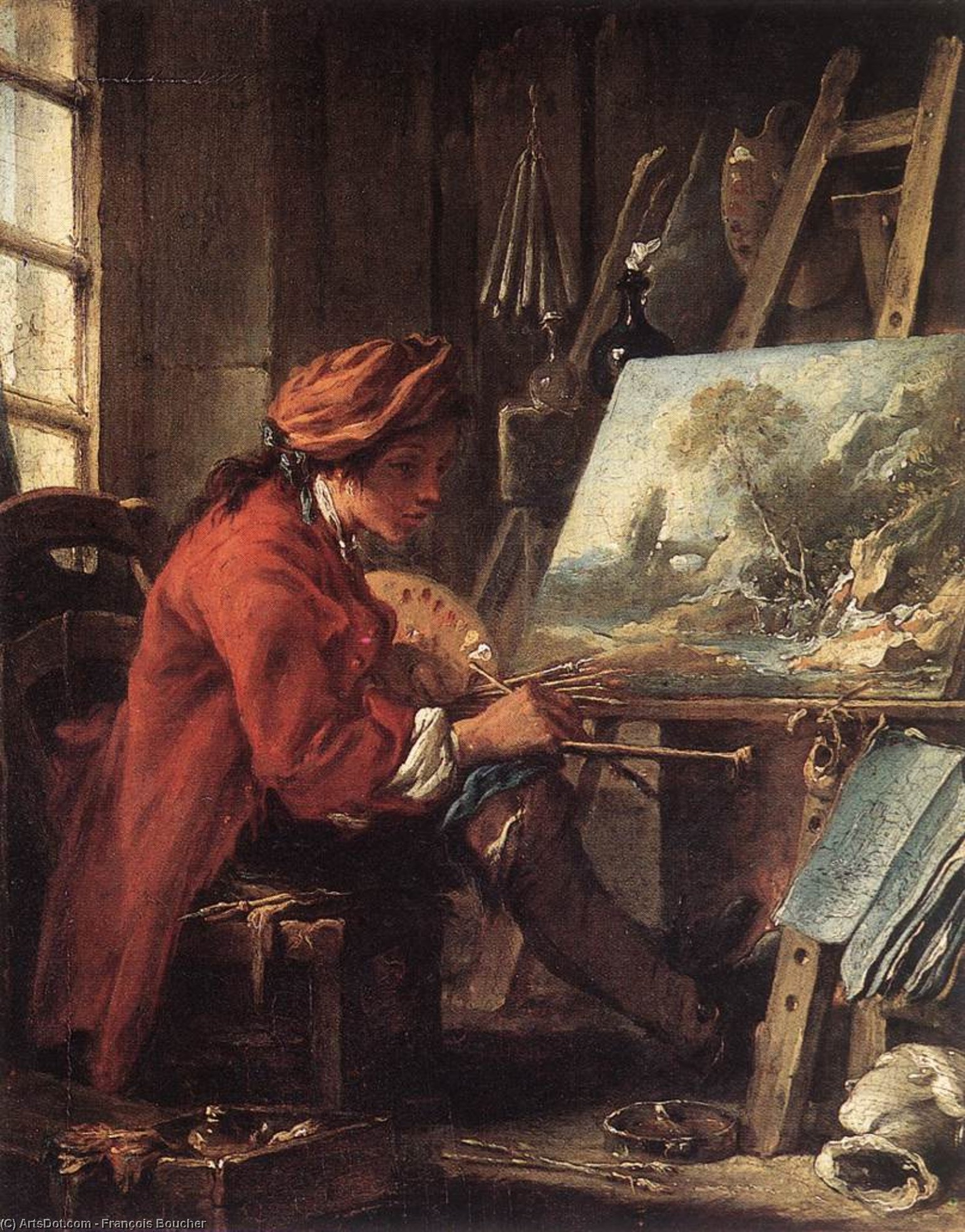 Wikioo.org - The Encyclopedia of Fine Arts - Painting, Artwork by François Boucher - Painter in his Studio