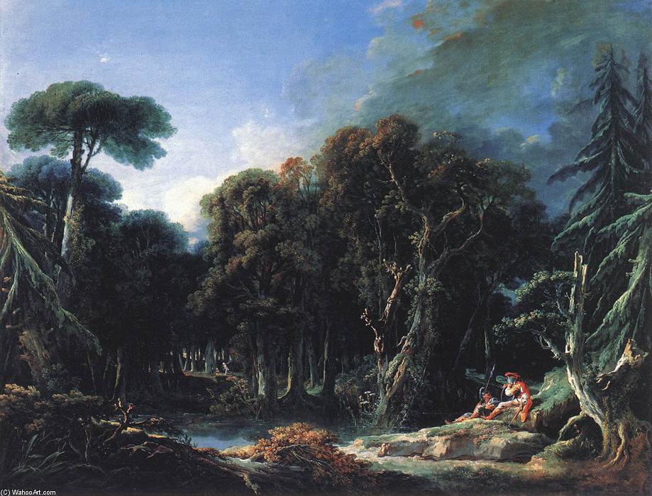 Wikoo.org - موسوعة الفنون الجميلة - اللوحة، العمل الفني François Boucher - The Forest