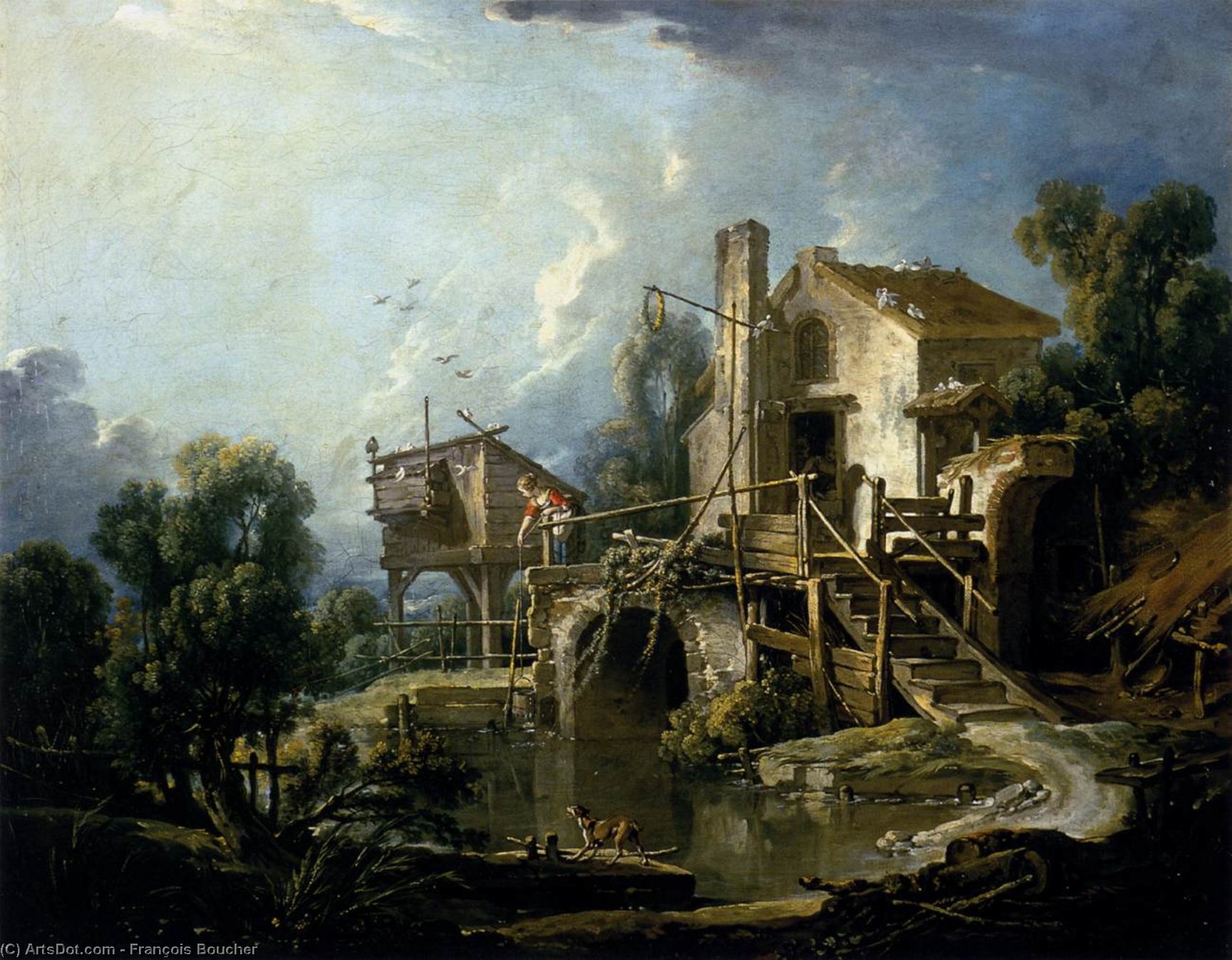 Wikioo.org - The Encyclopedia of Fine Arts - Painting, Artwork by François Boucher - The Mill at Charenton