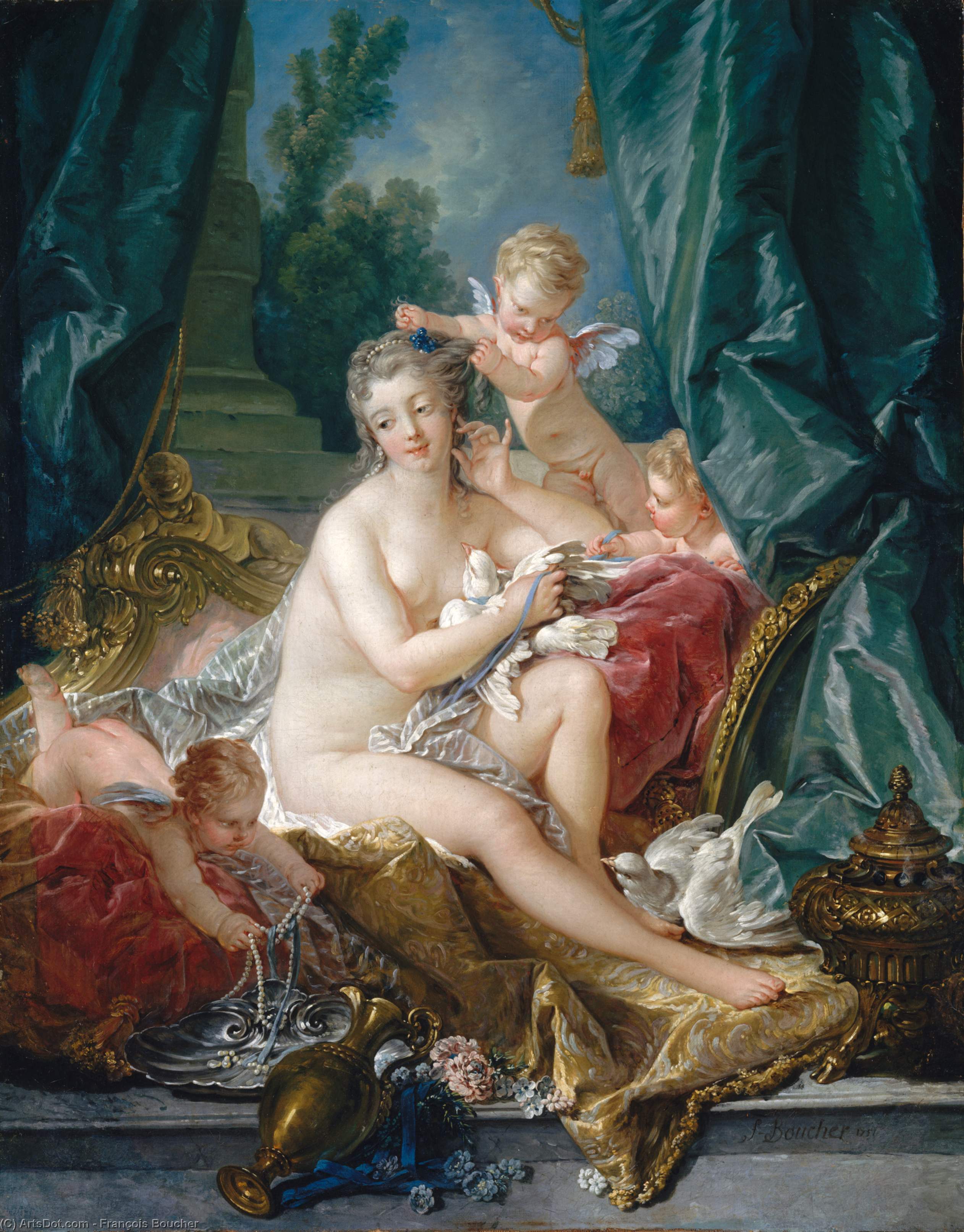 Wikioo.org - The Encyclopedia of Fine Arts - Painting, Artwork by François Boucher - The Toilet of Venus