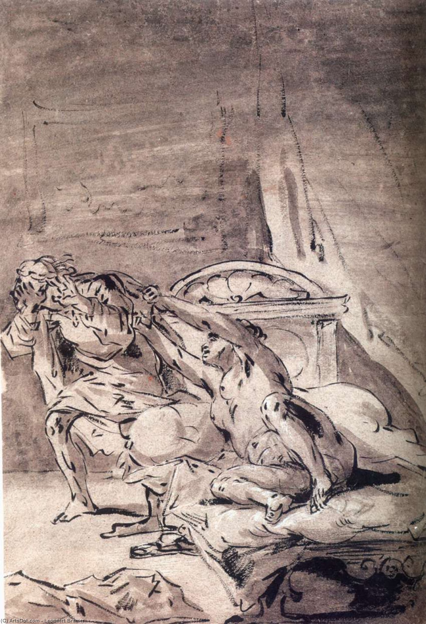 WikiOO.org - Encyclopedia of Fine Arts - Malba, Artwork Leonaert Bramer - Joseph and Potiphar's Wife