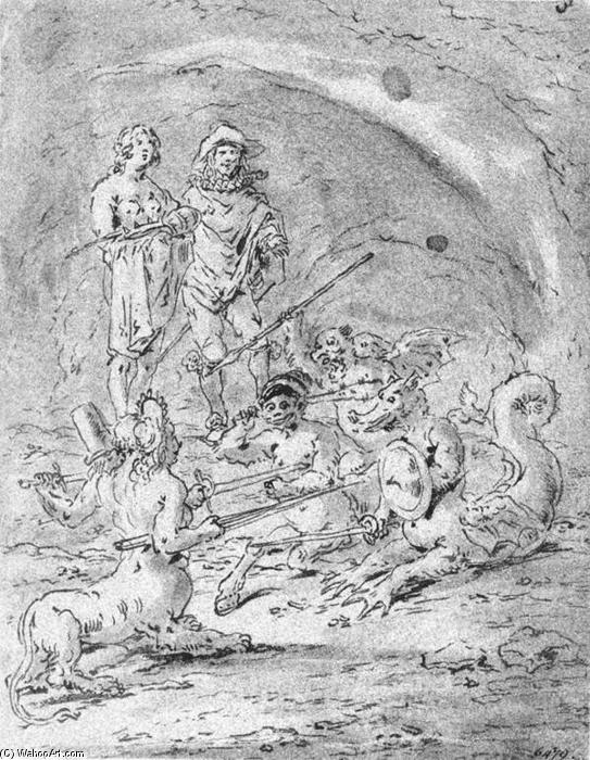 WikiOO.org - 百科事典 - 絵画、アートワーク Leonaert Bramer - お金 戦闘 世界 , ザー 肉 , そして 悪魔
