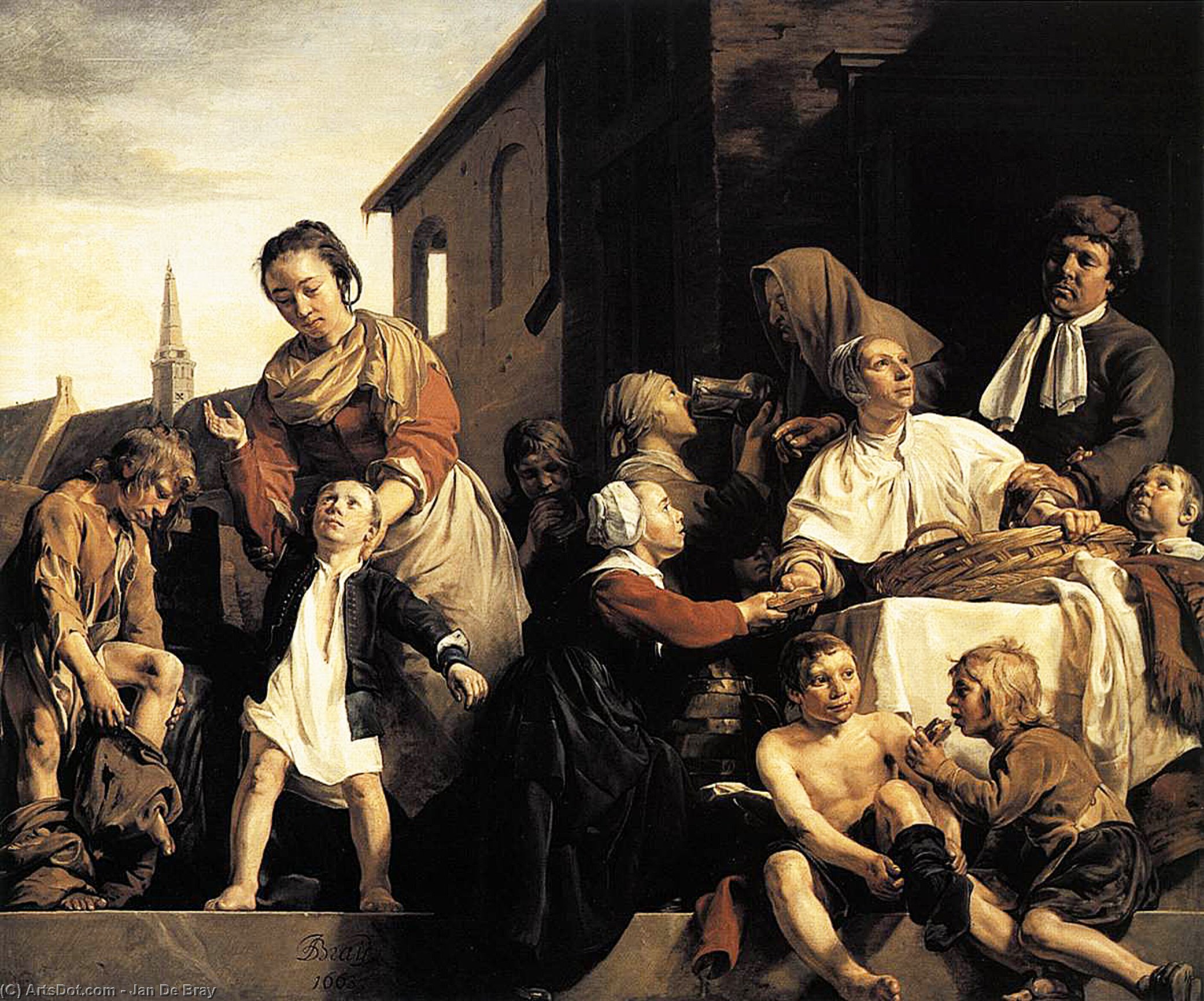 Wikioo.org - The Encyclopedia of Fine Arts - Painting, Artwork by Jan De Bray - Tending Children at the Orphanage in Haarlem