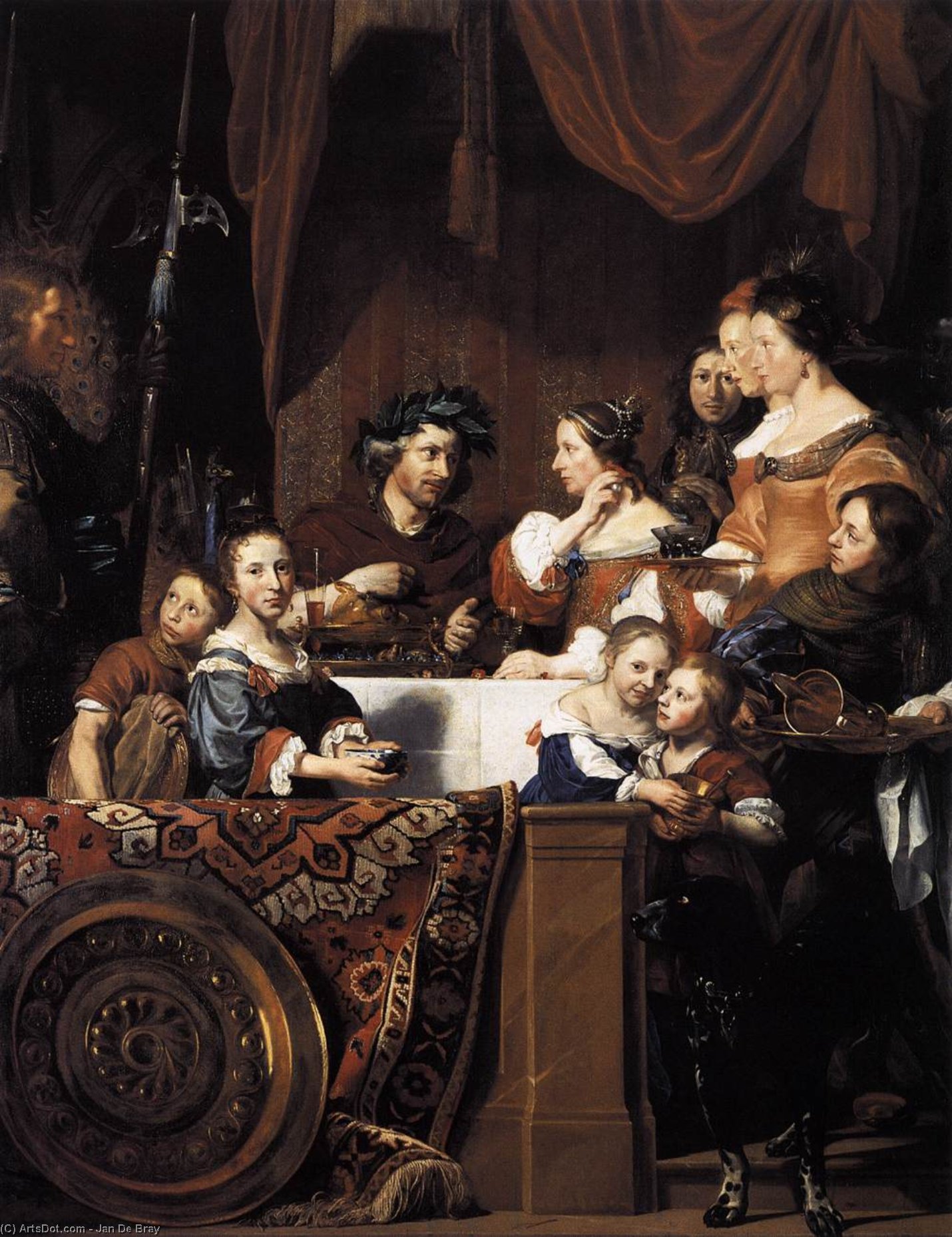 Wikioo.org – La Enciclopedia de las Bellas Artes - Pintura, Obras de arte de Jan De Bray - El de Rebuznar Familia ( el banquete de antony asícomo Cleopatra )