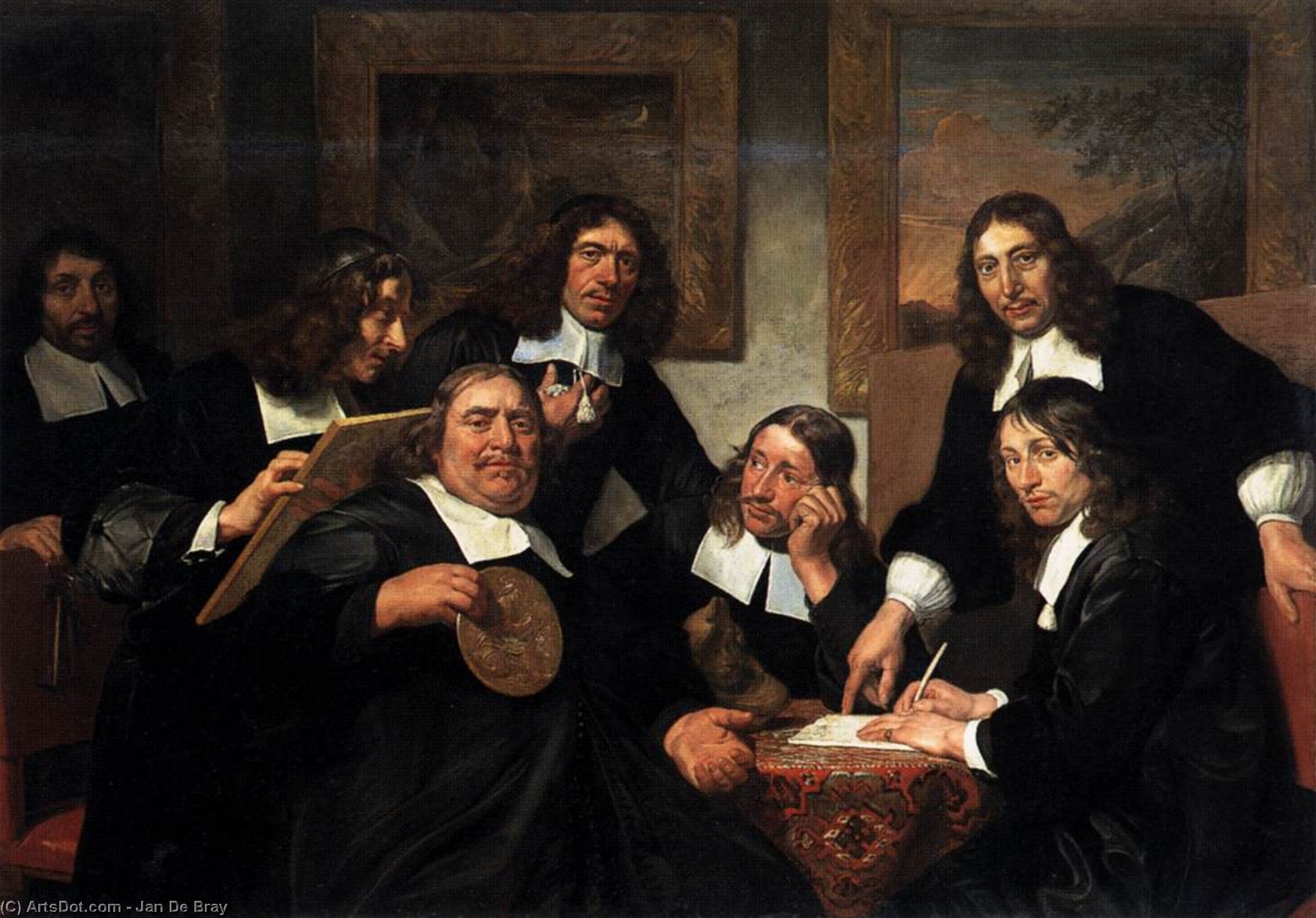 Wikioo.org - The Encyclopedia of Fine Arts - Painting, Artwork by Jan De Bray - The Governors of the Guild of St Luke, Haarlem