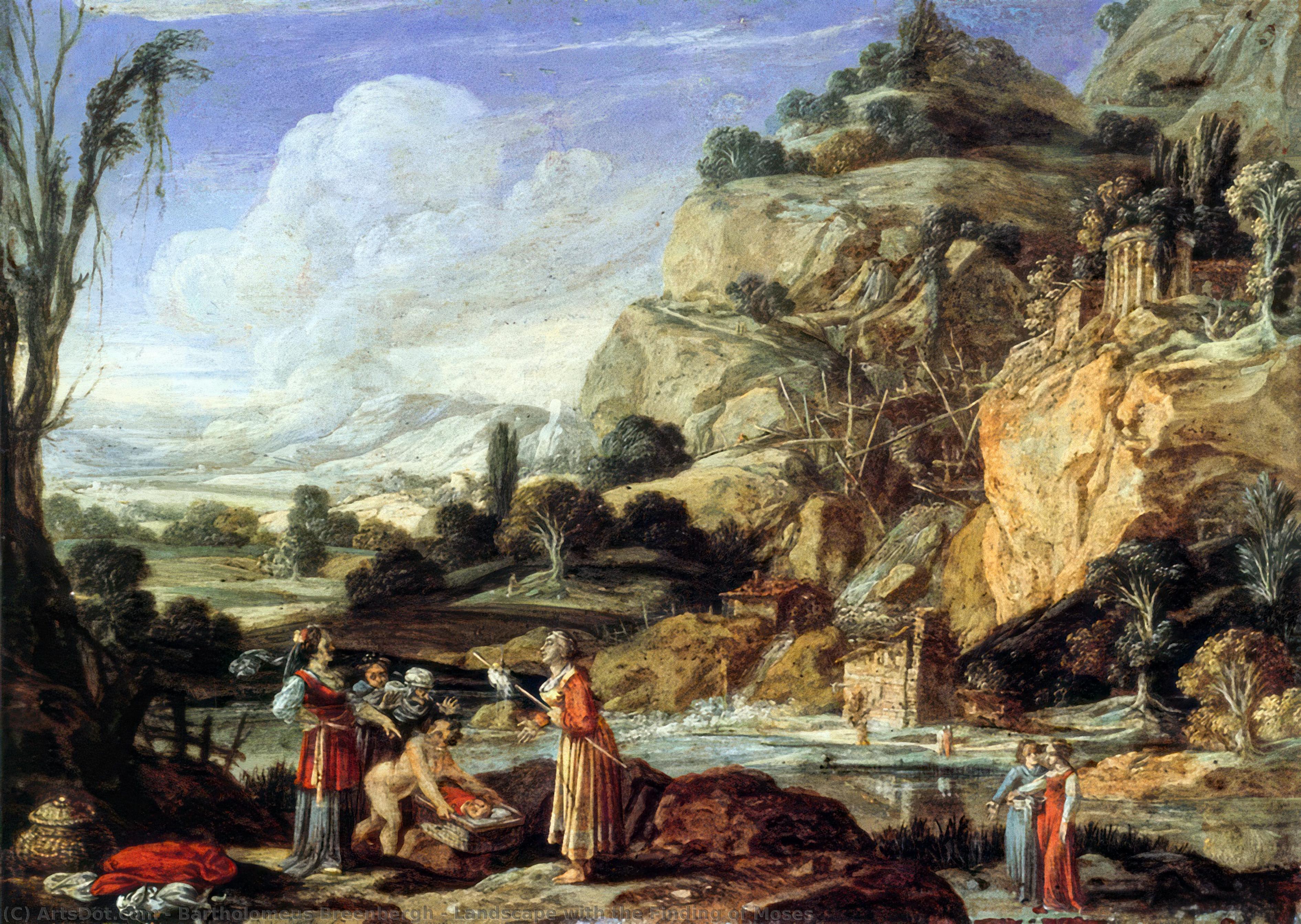 WikiOO.org - Güzel Sanatlar Ansiklopedisi - Resim, Resimler Bartholomeus Breenbergh - Landscape with the Finding of Moses