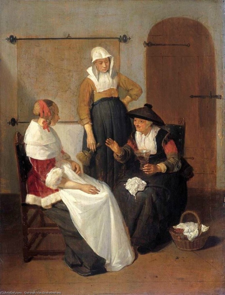 Wikioo.org - The Encyclopedia of Fine Arts - Painting, Artwork by Quiringh Gerritsz Van Brekelenkam - Confidental Conversation
