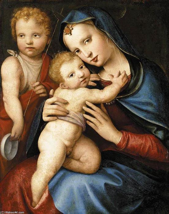 Wikioo.org - Bách khoa toàn thư về mỹ thuật - Vẽ tranh, Tác phẩm nghệ thuật Andrea Del Brescianino - Madonna and Child with the Infant St John the Baptist