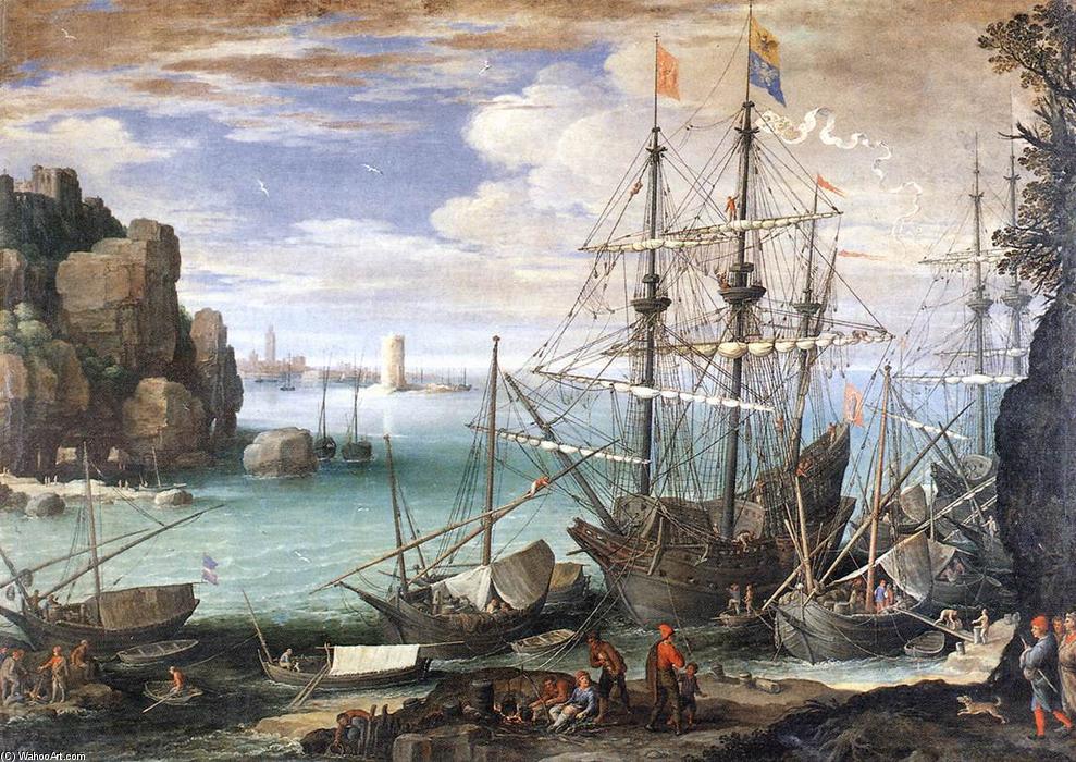 WikiOO.org - Enciclopédia das Belas Artes - Pintura, Arte por Paul Bril - View of a Port