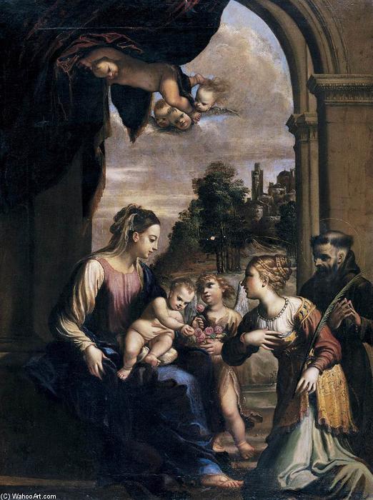 Wikioo.org - The Encyclopedia of Fine Arts - Painting, Artwork by Francesco Brizio - Madonna and Child with Sts Catherine and Francis