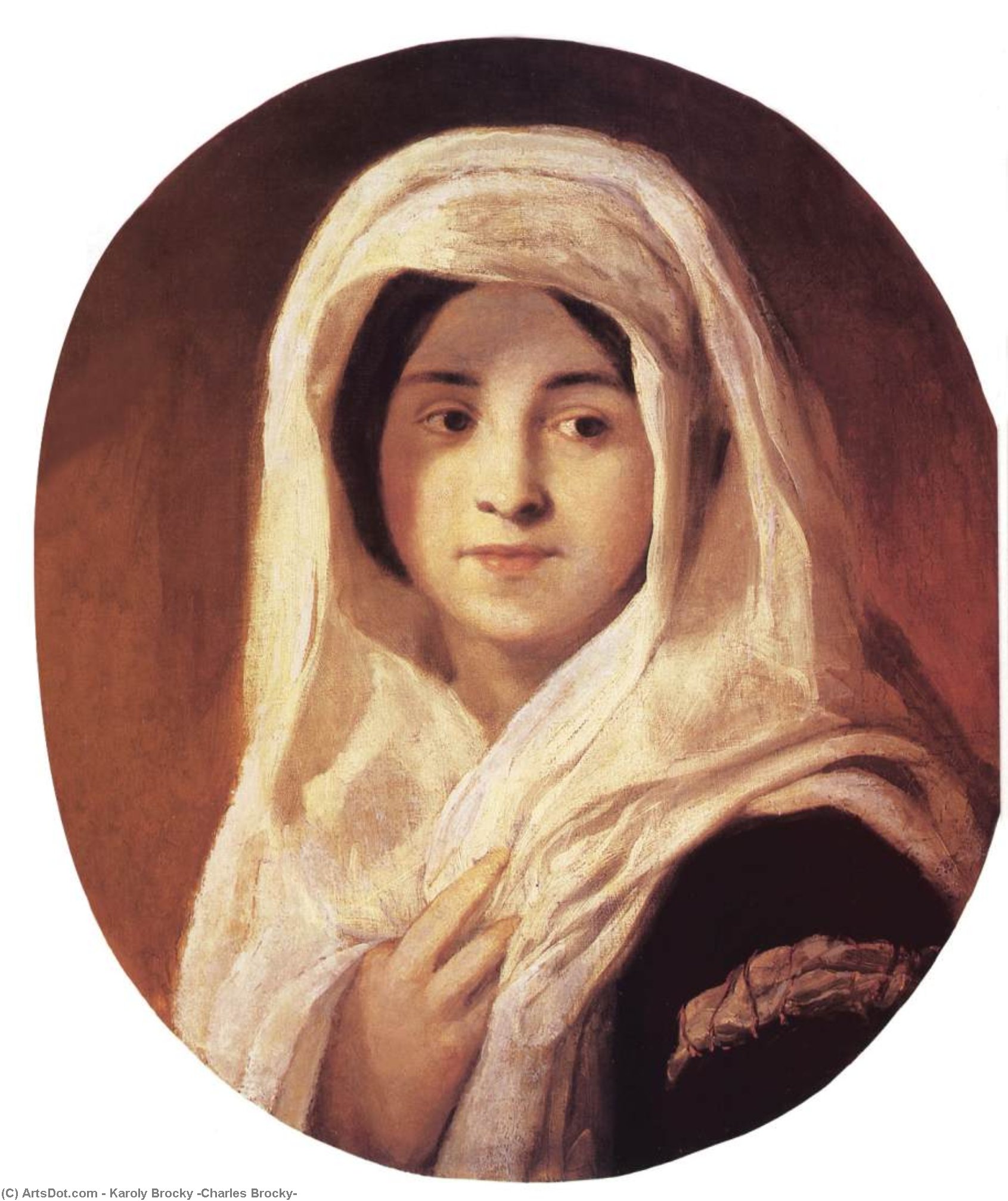Wikioo.org - The Encyclopedia of Fine Arts - Painting, Artwork by Karoly Brocky (Charles Brocky) - Portrait of a Woman with Veil