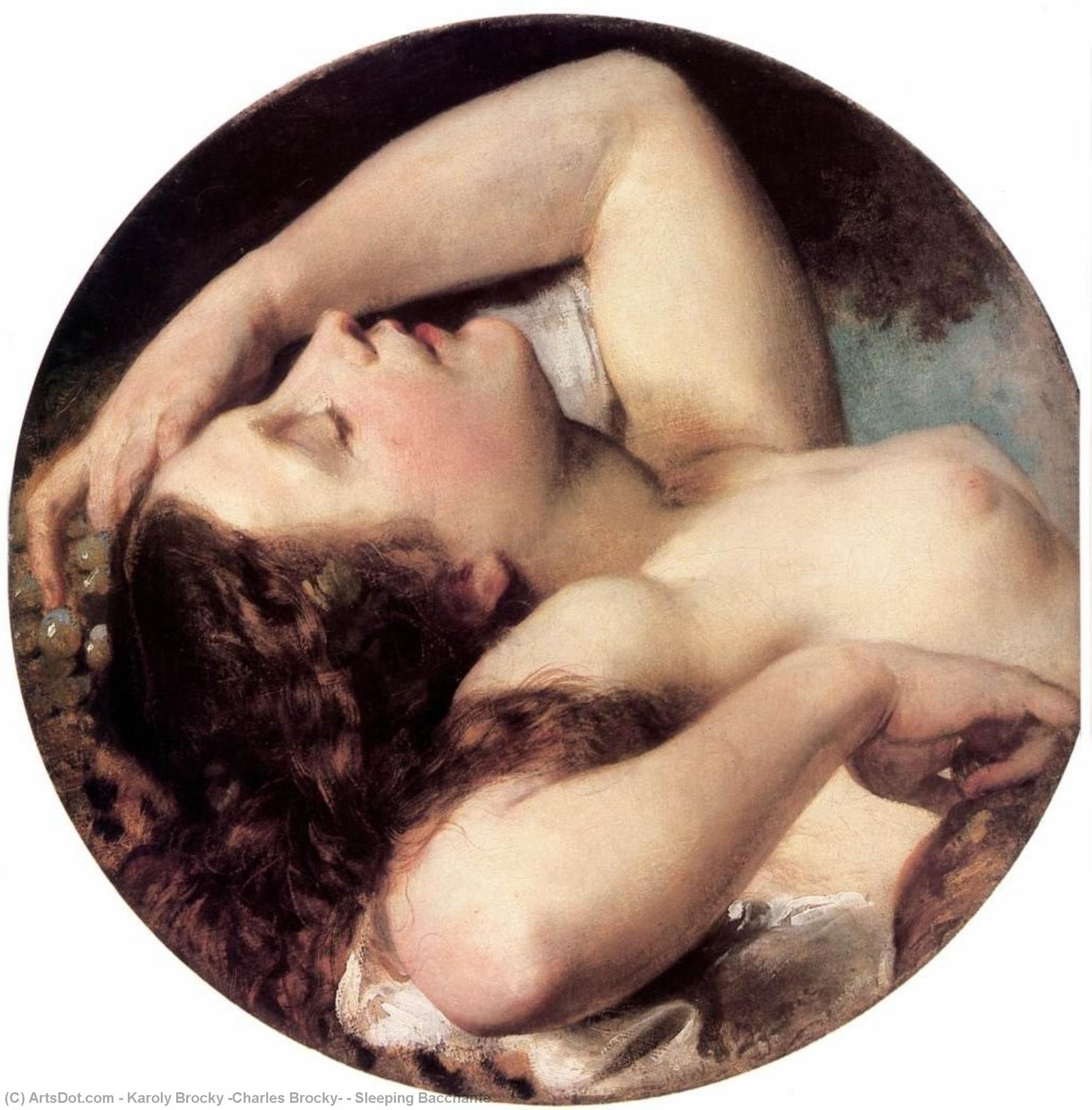 WikiOO.org - Enciclopédia das Belas Artes - Pintura, Arte por Karoly Brocky (Charles Brocky) - Sleeping Bacchante