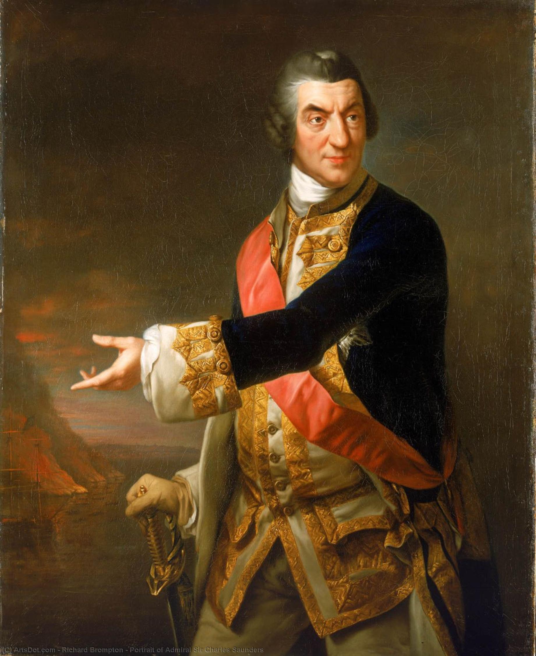 WikiOO.org - 백과 사전 - 회화, 삽화 Richard Brompton - Portrait of Admiral Sir Charles Saunders